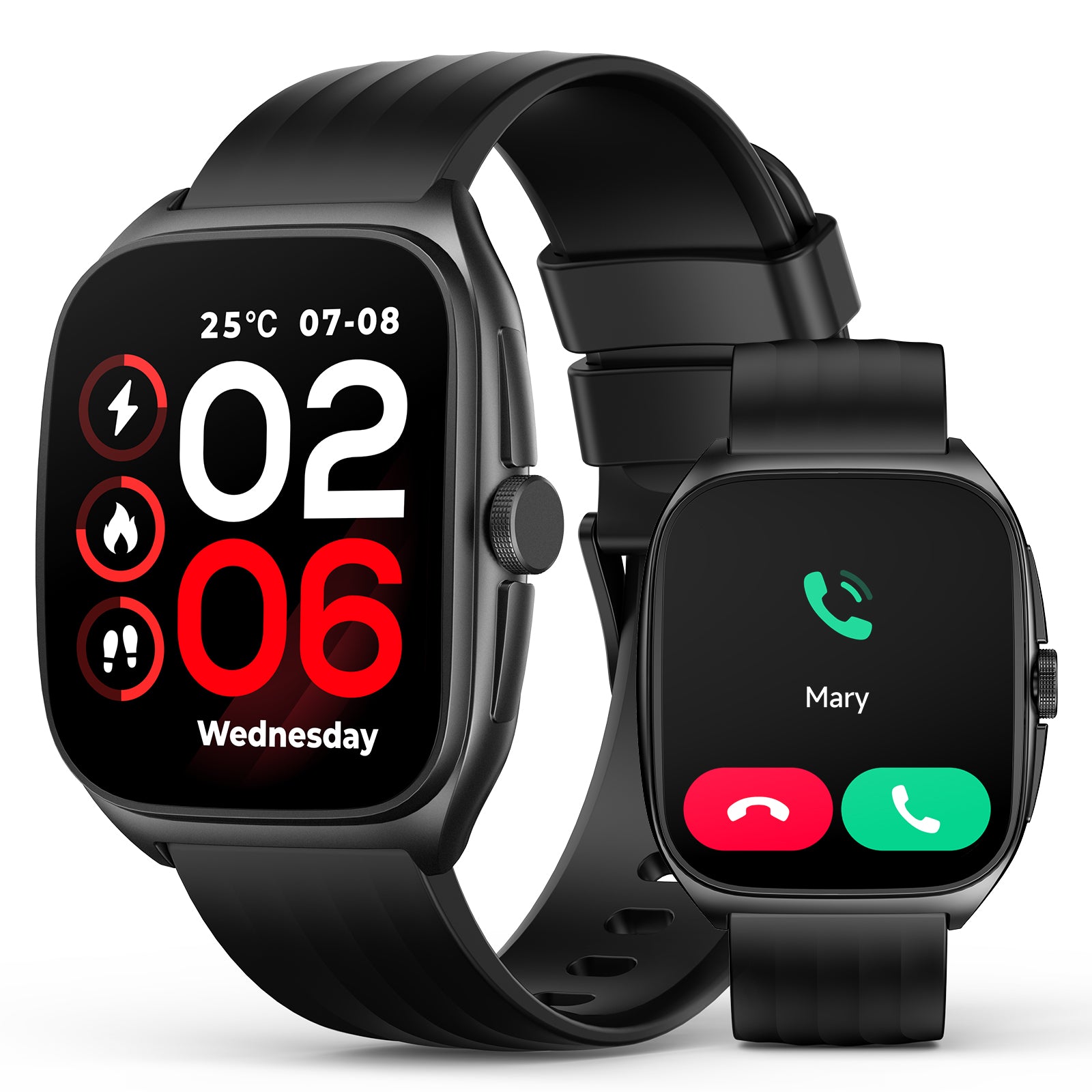 GTX19 Smart Watch with SOS, 1.85" AMOLED Display Fitness Tracker, Heart Rate Blood Oxygen Sleep Monitor for Men Women, IP68 Waterproof Sport Watch, Answer/Make Calls, Compatible with Android iPhone