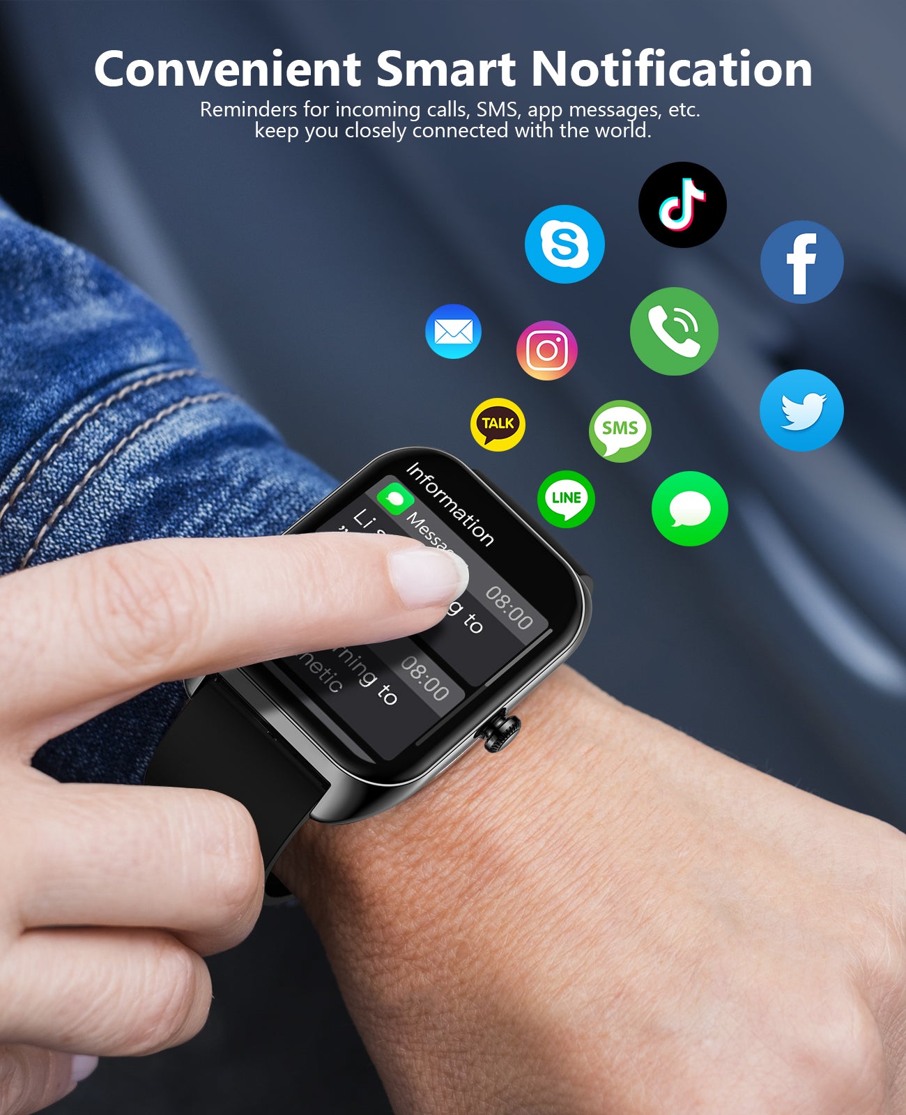 P113 Smart watch(Bluetooth Answer/Make Call), 2.02" Smartwatch with Blood Pressure Blood Oxygen Heart Rate Sleep Monitor