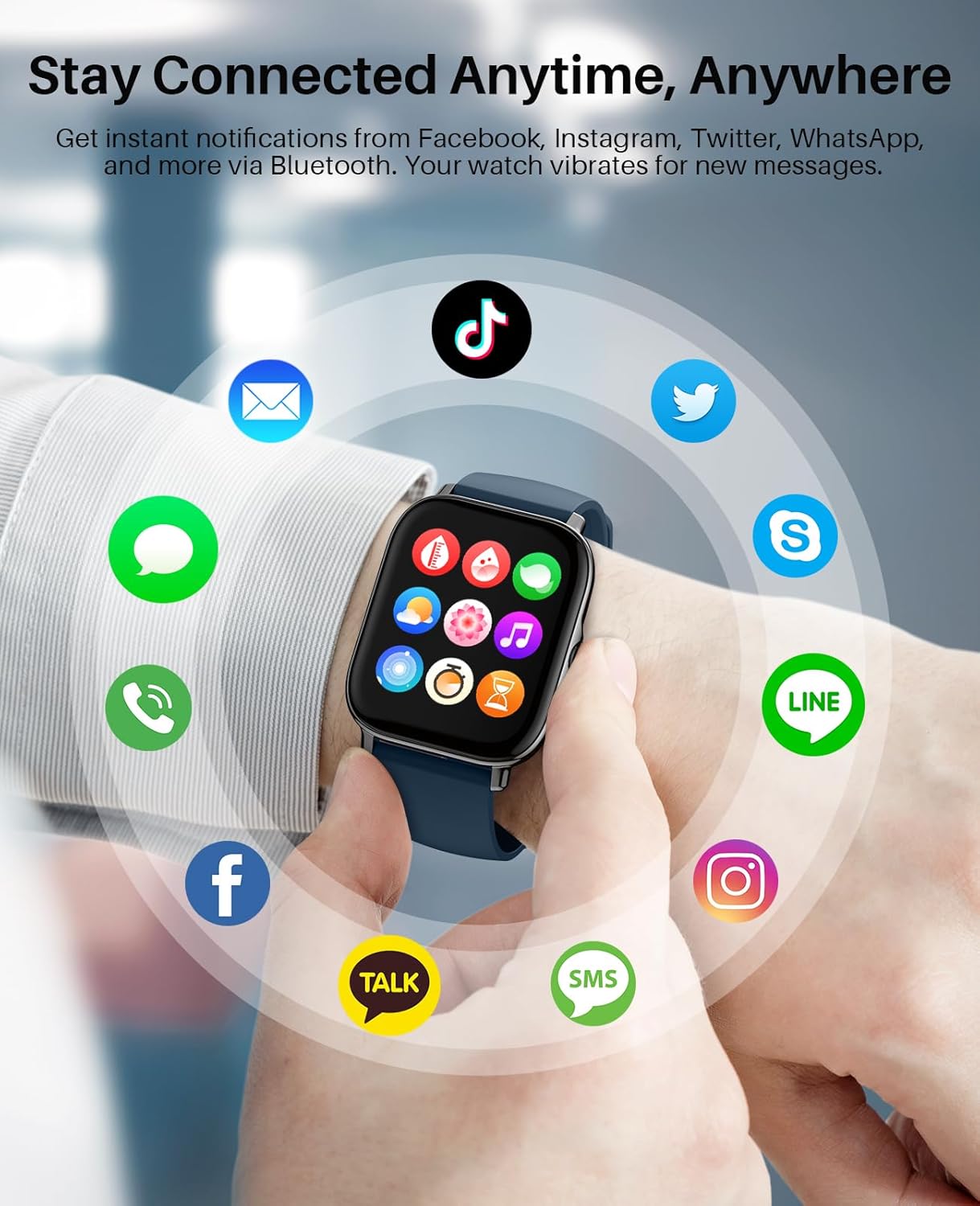 P72 Waterproof Smart Watch for Men and Women, Compatible with Android iPhone,1.9-inch Touch Screen Fitness Tracker