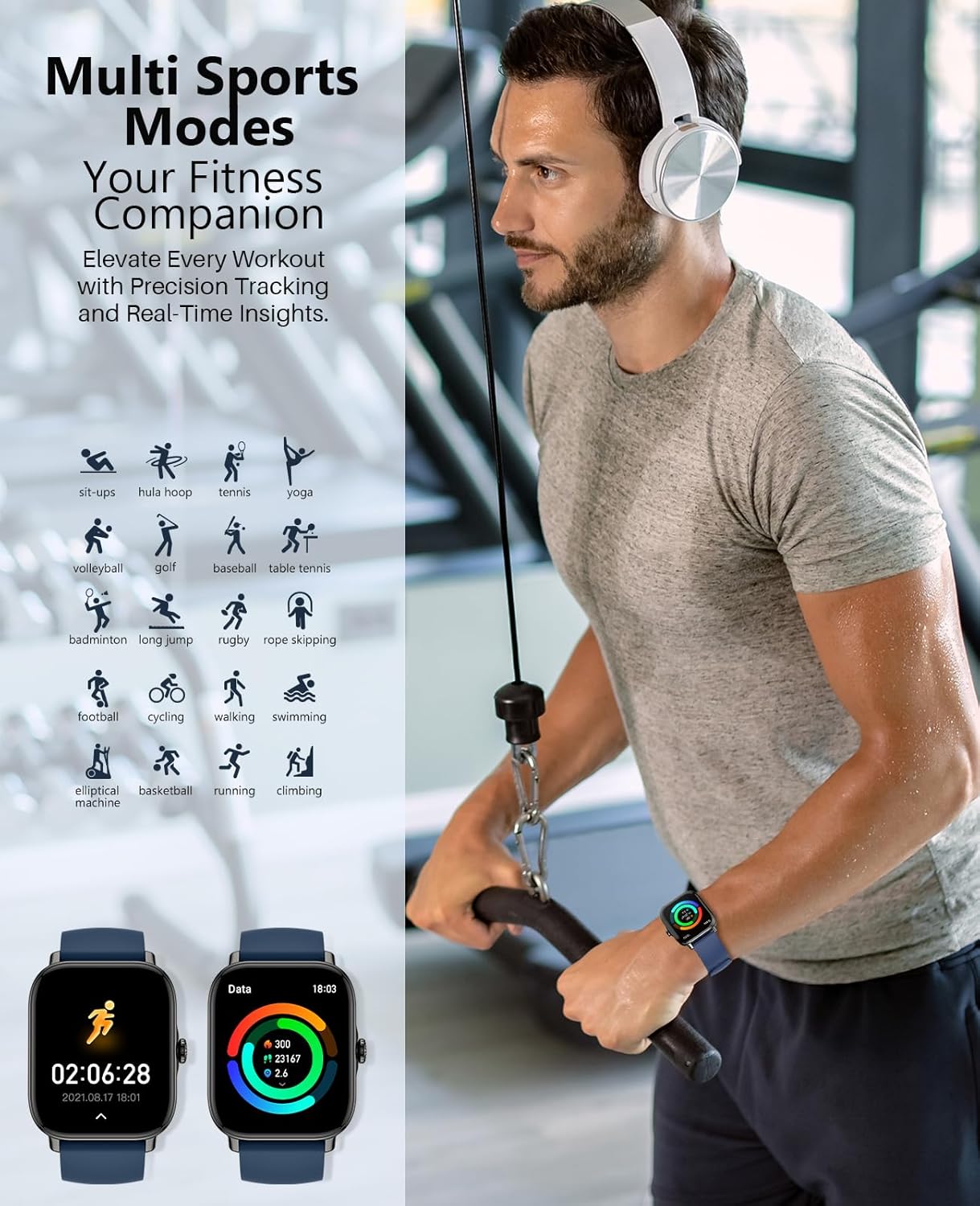 P72 Waterproof Smart Watch for Men and Women, Compatible with Android iPhone,1.9-inch Touch Screen Fitness Tracker