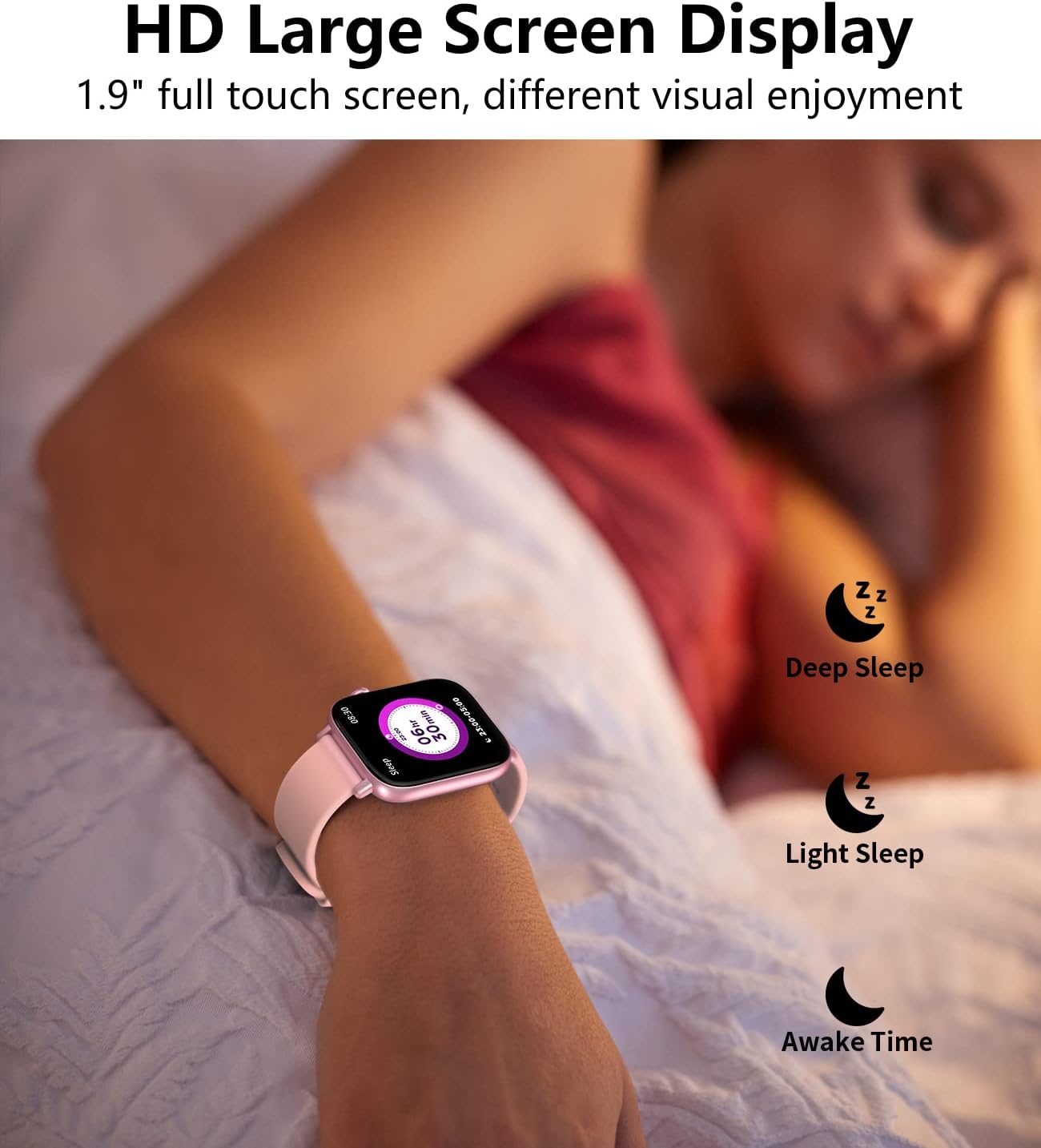 T49 Smart Watch for Men Women, 1.9 Inch HD Touch Screen Fitness Tracker with Bluetooth Call Incoming,Daily Heart Rate Blood Pressure