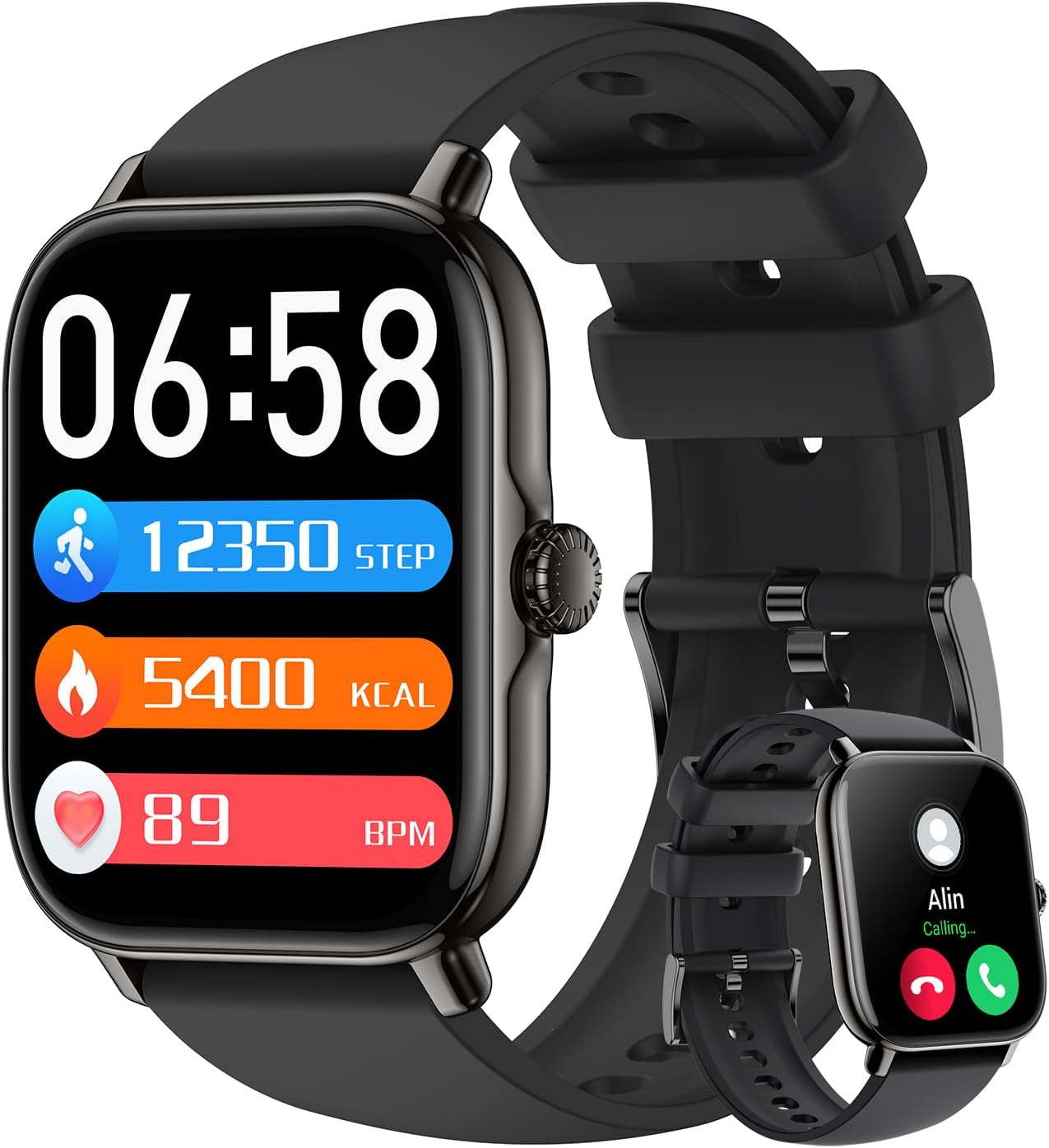 P72 Waterproof Smart Watch for Men and Women, Compatible with Android iPhone,1.9-inch Touch Screen Fitness Tracker