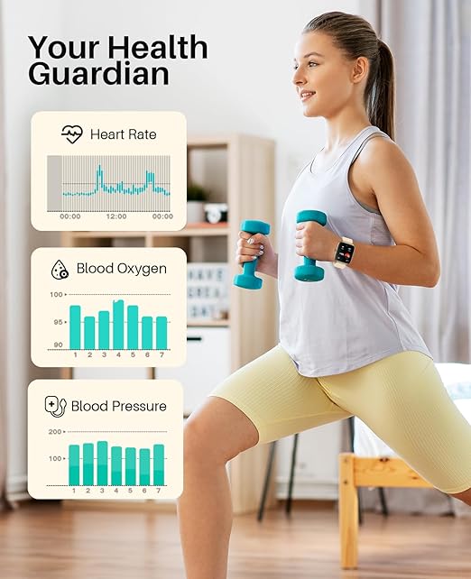 T19 Smart Watch for Men Women, Infrared True Blood Oxygen Monitor, IP67 Waterproof Fitness Tracker Compatible for Android iPhone