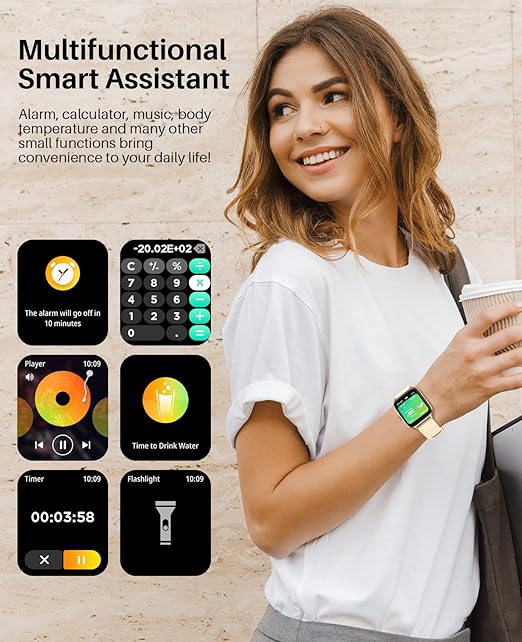 T19 Smart Watch for Men Women, Infrared True Blood Oxygen Monitor, IP67 Waterproof Fitness Tracker Compatible for Android iPhone