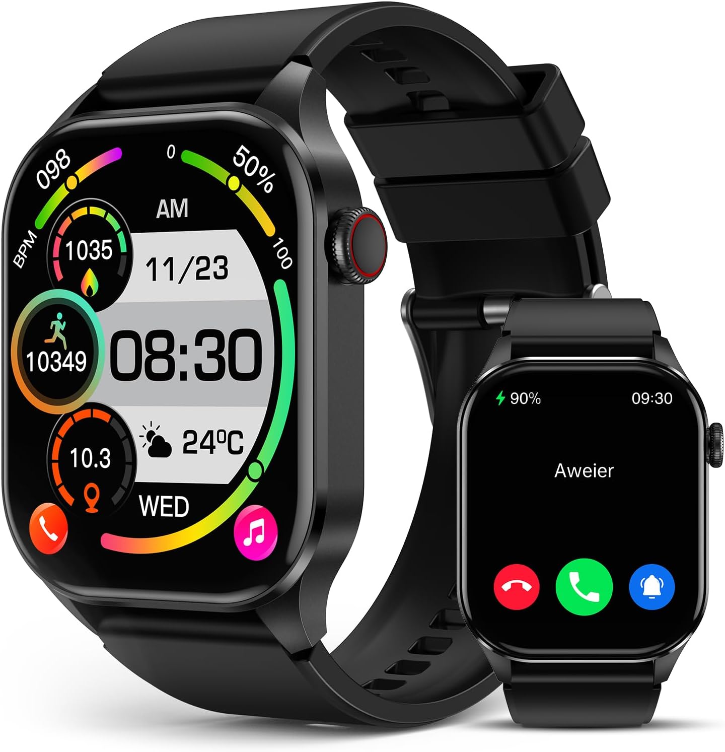 T98 Smart Watch for Men Women, Infrared True Blood Oxygen Monitor, 2.04-inch AMOLED Display, Heart Rate Blood Pressure Sleep Monitor