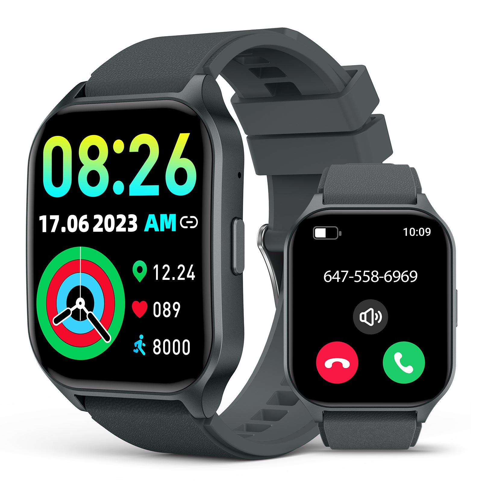 P109 2.06" Curved AMOLED Screen Smartwatch for Men Women, 100+ Sport Modes Fitness Tracker, Heart Rate Sleep SpO2 Monitor