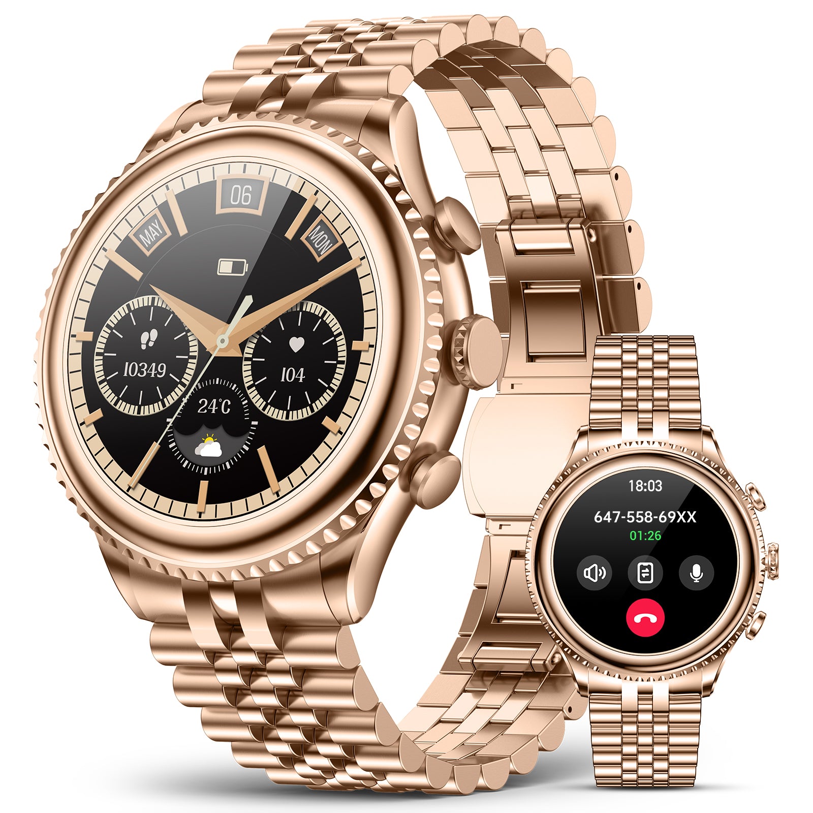 2026 Luxury Smart Watch for Men, Rotating Dial (Axe-Cut Bezel) Smartwatch, 1.32" AMOLED Display, Heart Rate, Blood Pressure, SpO2, Sleep Monitor, Stainless Steel Build, Compatible Android and iOS