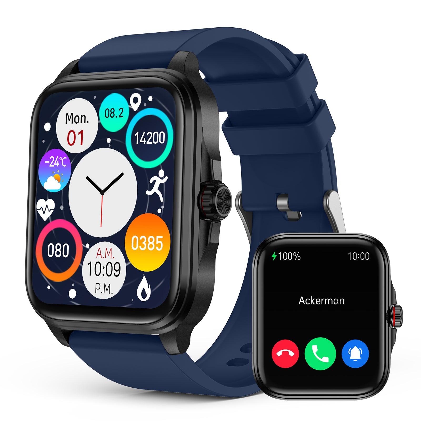 T90 1.91" HD Smartwatch for Men Women, IP67 Swimming Waterproof Fitness Tracker, Infrared True Blood Oxygen Monitor for Android iOS