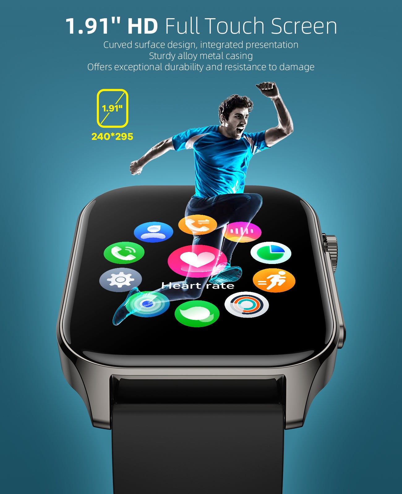 P99 1.91" HD Smartwatch for Men with Heart Rate, Infrared True Blood Oxygen Monitor, IP68 Waterproof Fitness Tracker