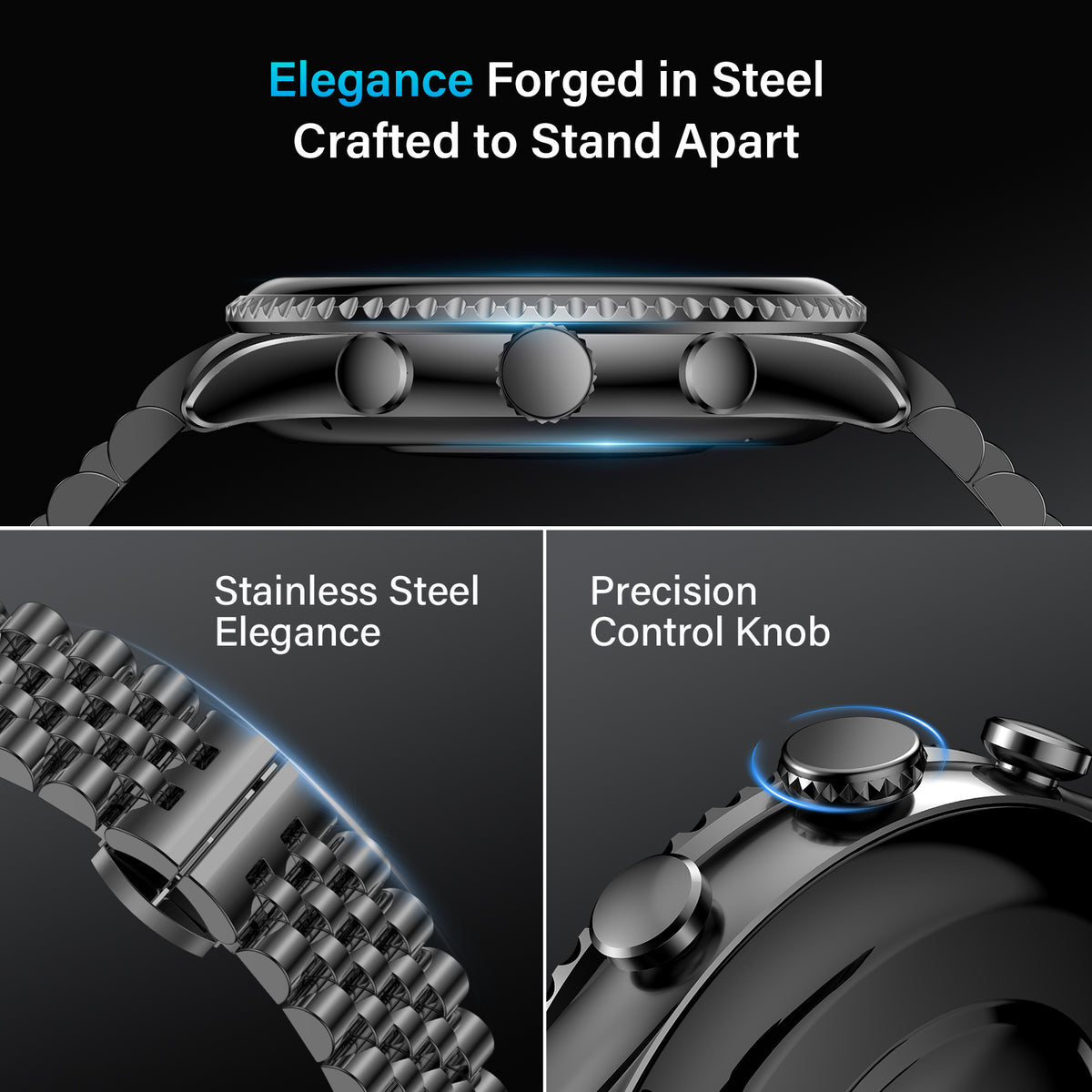 2026 Luxury Smart Watch for Men, Rotating Dial (Axe-Cut Bezel) Smartwatch, 1.32" AMOLED Display, Heart Rate, Blood Pressure, SpO2, Sleep Monitor, Stainless Steel Build, Compatible Android and iOS