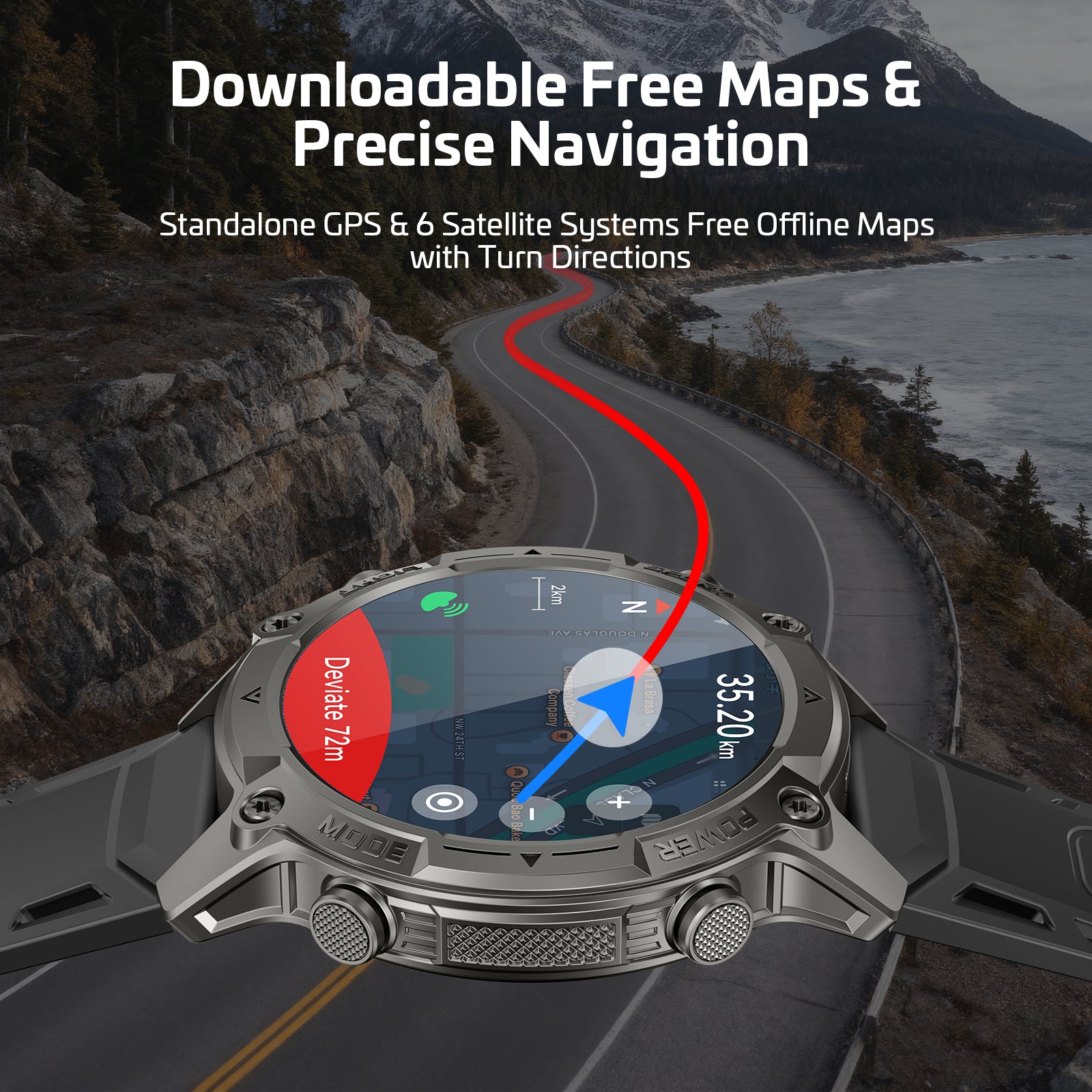 2026 AI Smart Watch with Standalone GPS & Offline Maps, 5ATM Waterproof, 1.43" AMOLED, 21-Day Battery, 178 Sports Modes, Compass, Heart Rate/SpO2/Stress/Sleep Monitor, for Android iOS Men Women Black