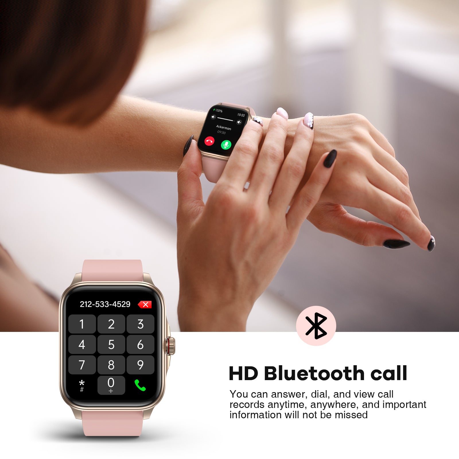 T90 1.91" HD Smartwatch for Men Women, IP67 Swimming Waterproof Fitness Tracker, Infrared True Blood Oxygen Monitor for Android iOS