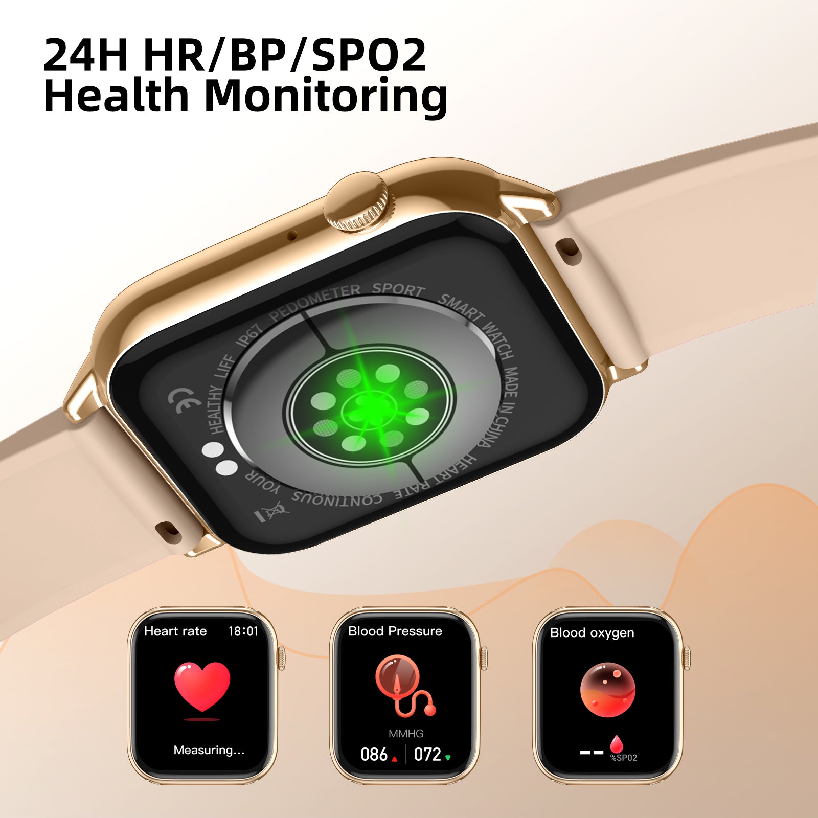 Smart Watch (Answer/Make Call), 1.68" Fitness Tracker Smartwatch for Android iOS with Blood Pressure Blood Oxygen Heart Rate