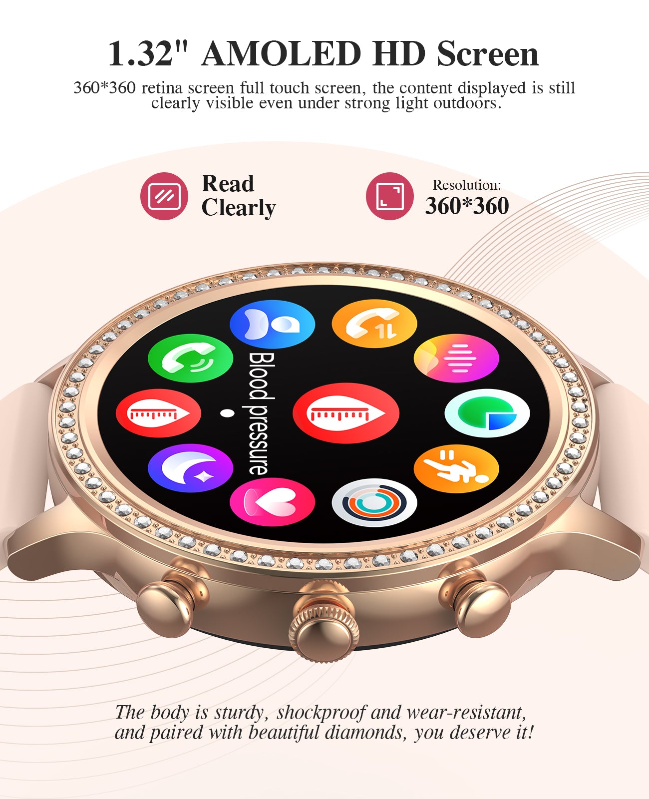 I70 Smart Watches for Women (Answer/Make Calls), 1.32 Display, Smartwatch for Android iOS Phones, Pedometer Monitor