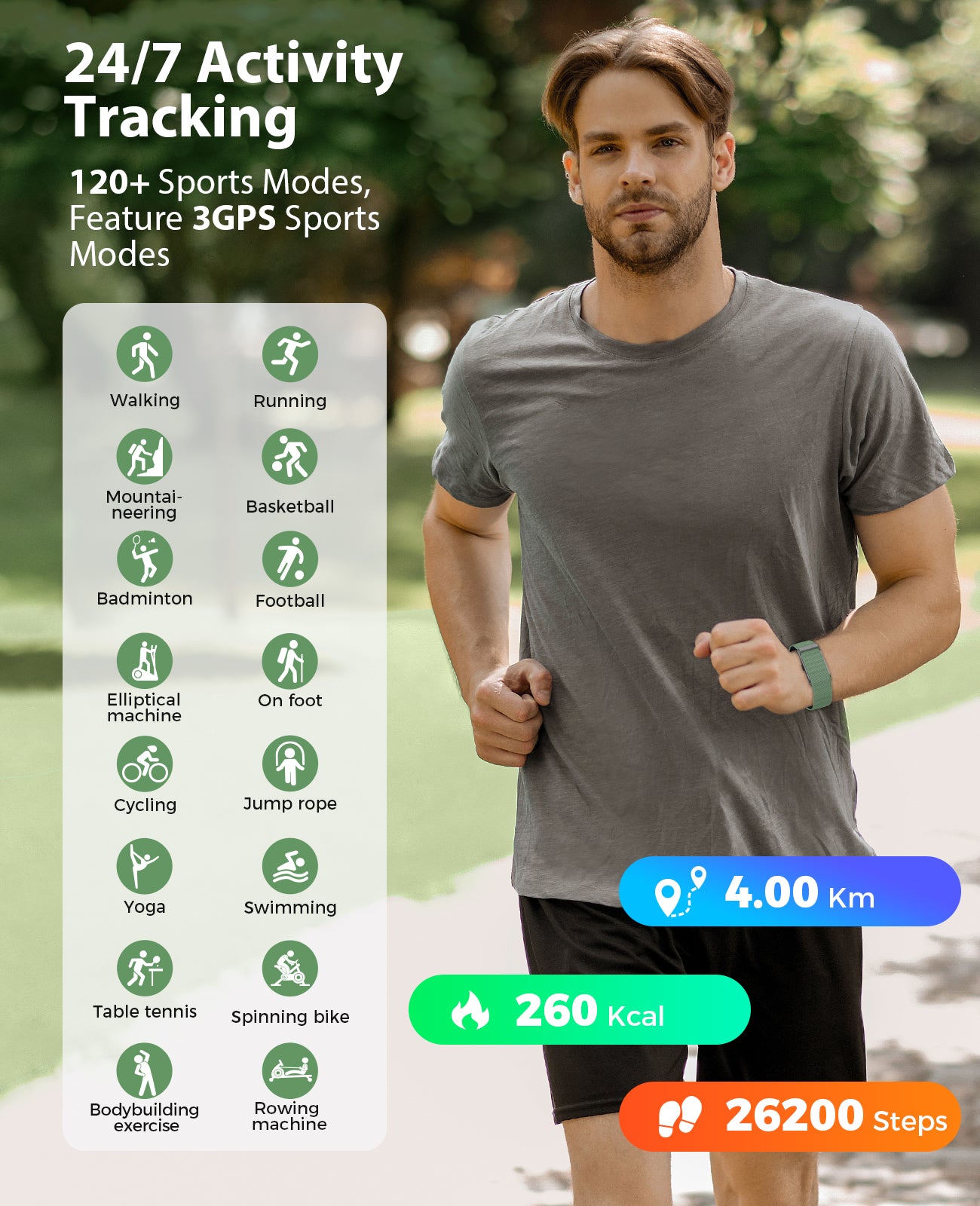 H59 Smart Bracelet, Wearable Activity & Fitness Tracker Band, 24H Sleep Tracker, All-Day Continuous Heart Rate Blood Pressure Stress HRV Monitor, 120+ Sport Modes Smart Wristband with 2 Bands, Free APP