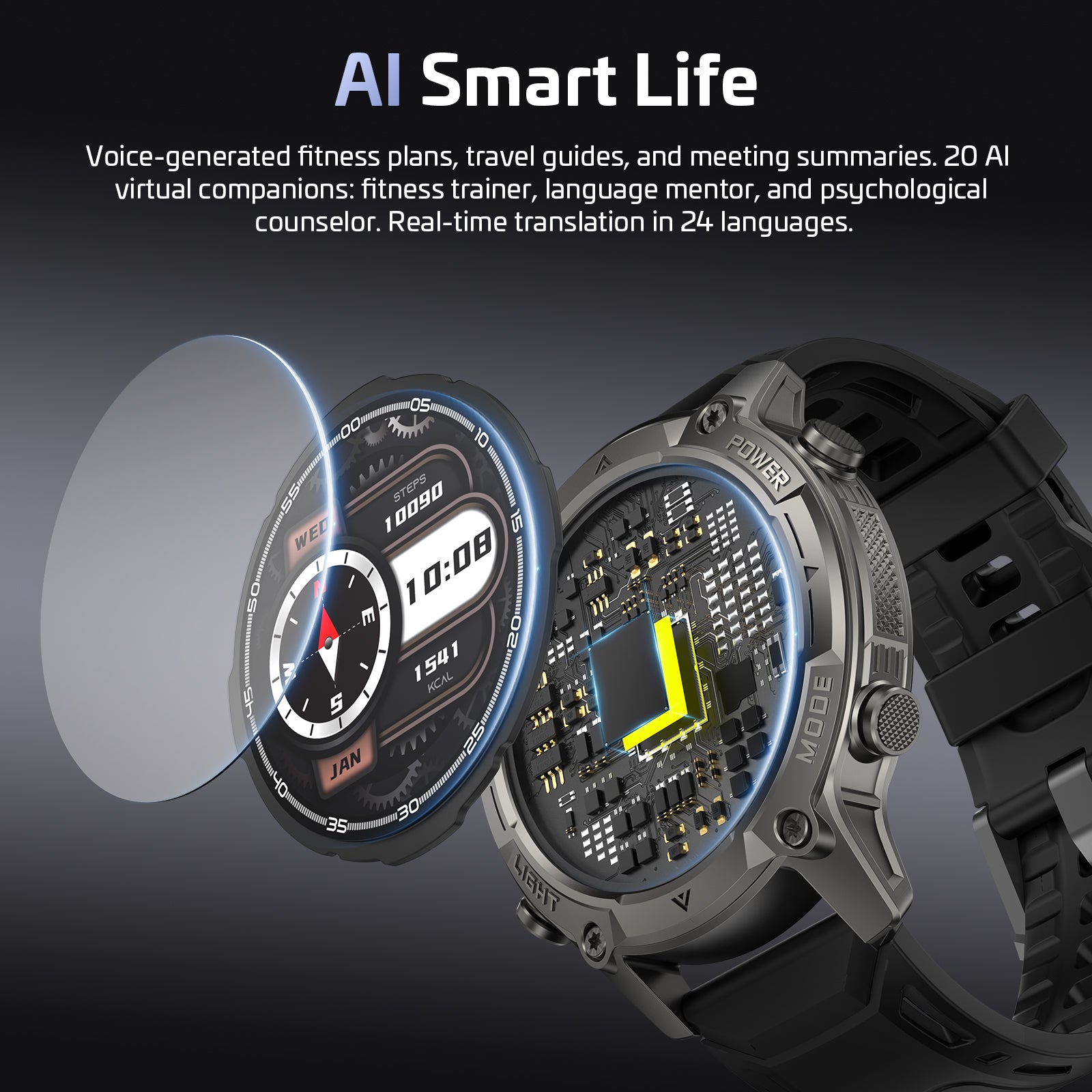 2026 AI Smart Watch with Standalone GPS & Offline Maps, 5ATM Waterproof, 1.43" AMOLED, 21-Day Battery, 178 Sports Modes, Compass, Heart Rate/SpO2/Stress/Sleep Monitor, for Android iOS Men Women Black