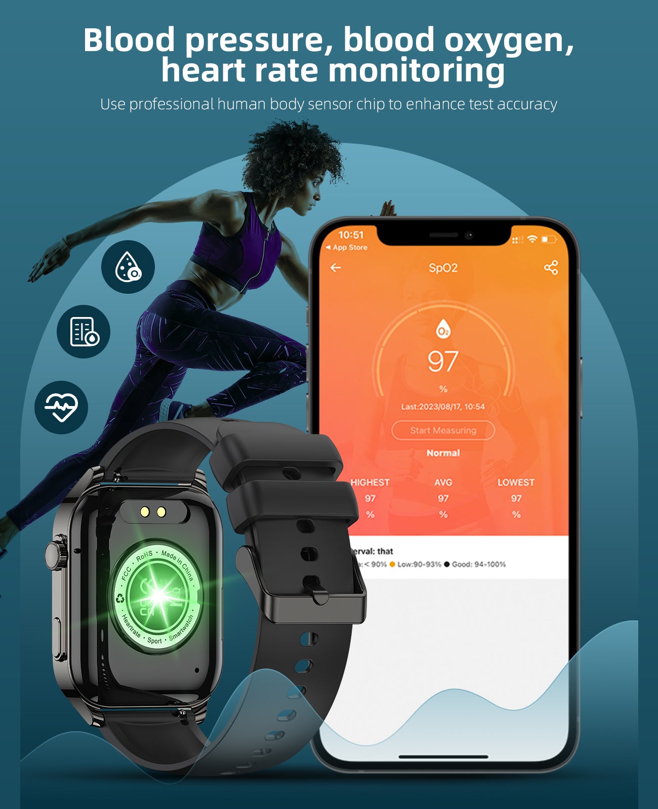 P99 1.91" HD Smartwatch for Men with Heart Rate, Infrared True Blood Oxygen Monitor, IP68 Waterproof Fitness Tracker