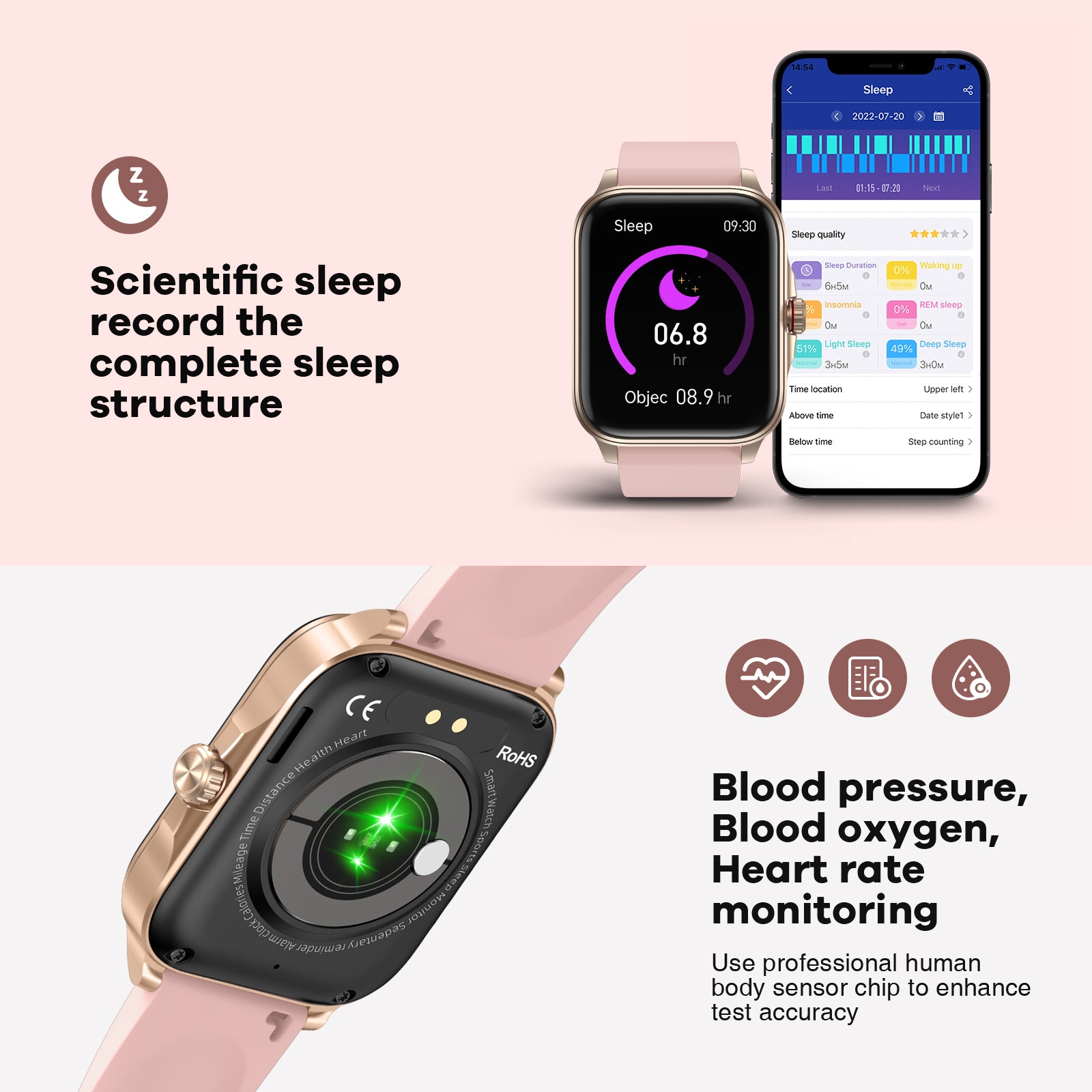 T90 1.91" HD Smartwatch for Men Women, IP67 Swimming Waterproof Fitness Tracker, Infrared True Blood Oxygen Monitor for Android iOS