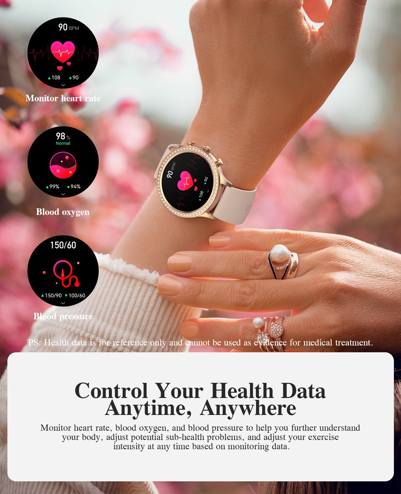 I70 Smart Watches for Women (Answer/Make Calls), 1.32 Display, Smartwatch for Android iOS Phones, Pedometer Monitor