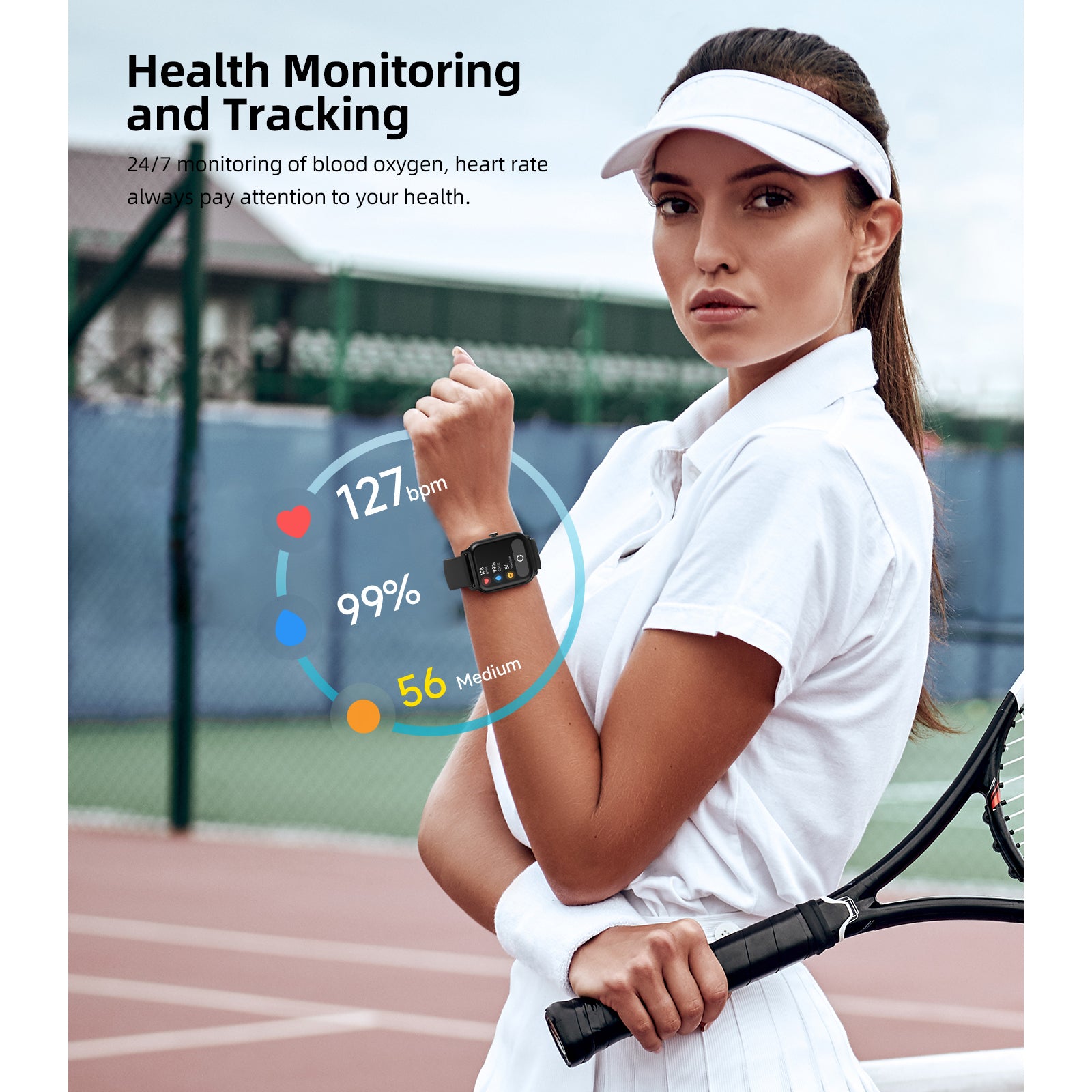 SOUYIE Smart Watch for Women Men, 1.8" Electronic Smartwatch for Android Iphone, Portable Fitness Trackers,fitness Watch with Bluetooth Call/text,100+ Sports Modes,IP68 Waterproof