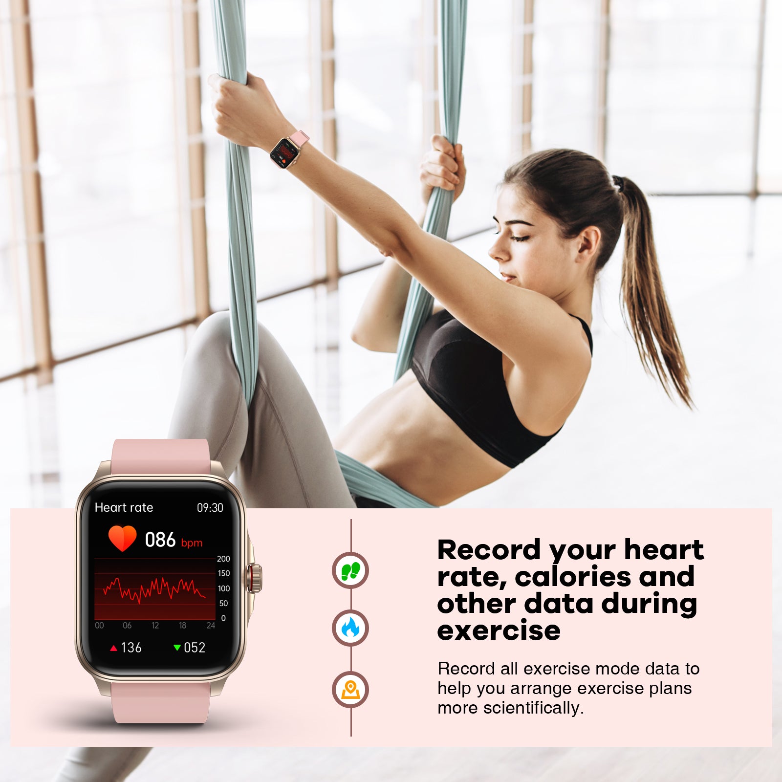 T90 1.91" HD Smartwatch for Men Women, IP67 Swimming Waterproof Fitness Tracker, Infrared True Blood Oxygen Monitor for Android iOS