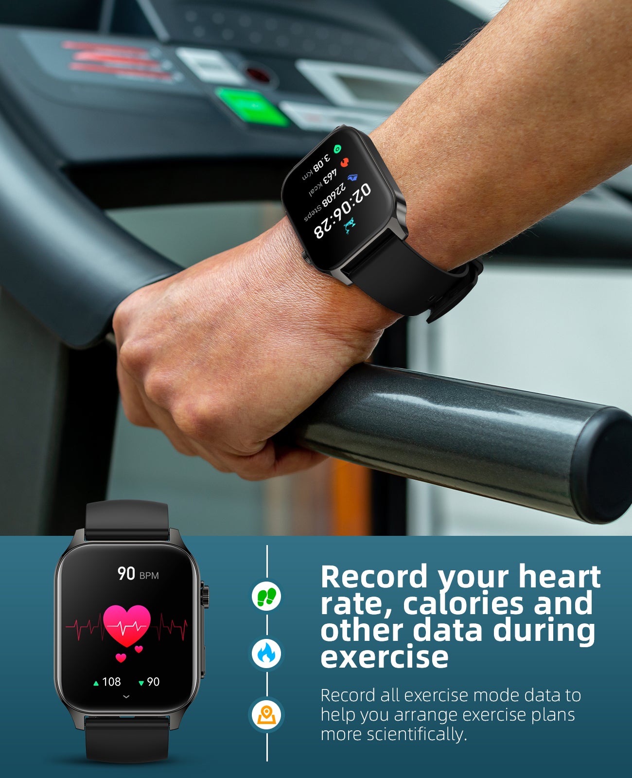 P99 1.91" HD Smartwatch for Men with Heart Rate, Infrared True Blood Oxygen Monitor, IP68 Waterproof Fitness Tracker