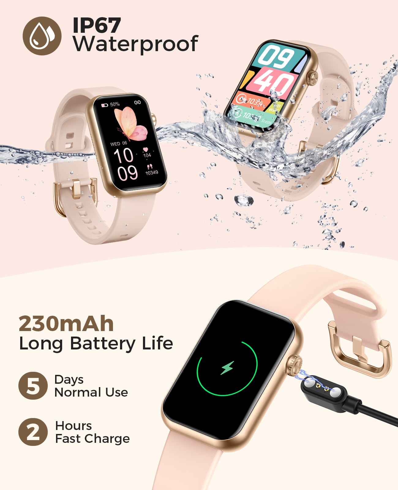 H38 Smart Watch Fitness Tracker (Answer/Make Calls), 24/7 Heart Rate Spo2 Blood Pressure Monitor Sleep Tracker, 114 Sports Modes Calorie Step Tracker Pedometer, Waterproof Activity Tracker for Women
