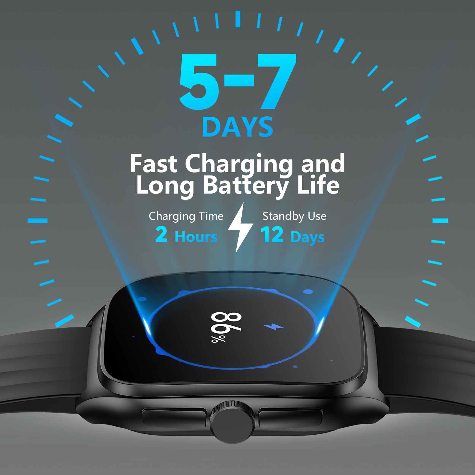 GTX19 Smart Watch with SOS, 1.85" AMOLED Display Fitness Tracker, Heart Rate Blood Oxygen Sleep Monitor for Men Women, IP68 Waterproof Sport Watch, Answer/Make Calls, Compatible with Android iPhone