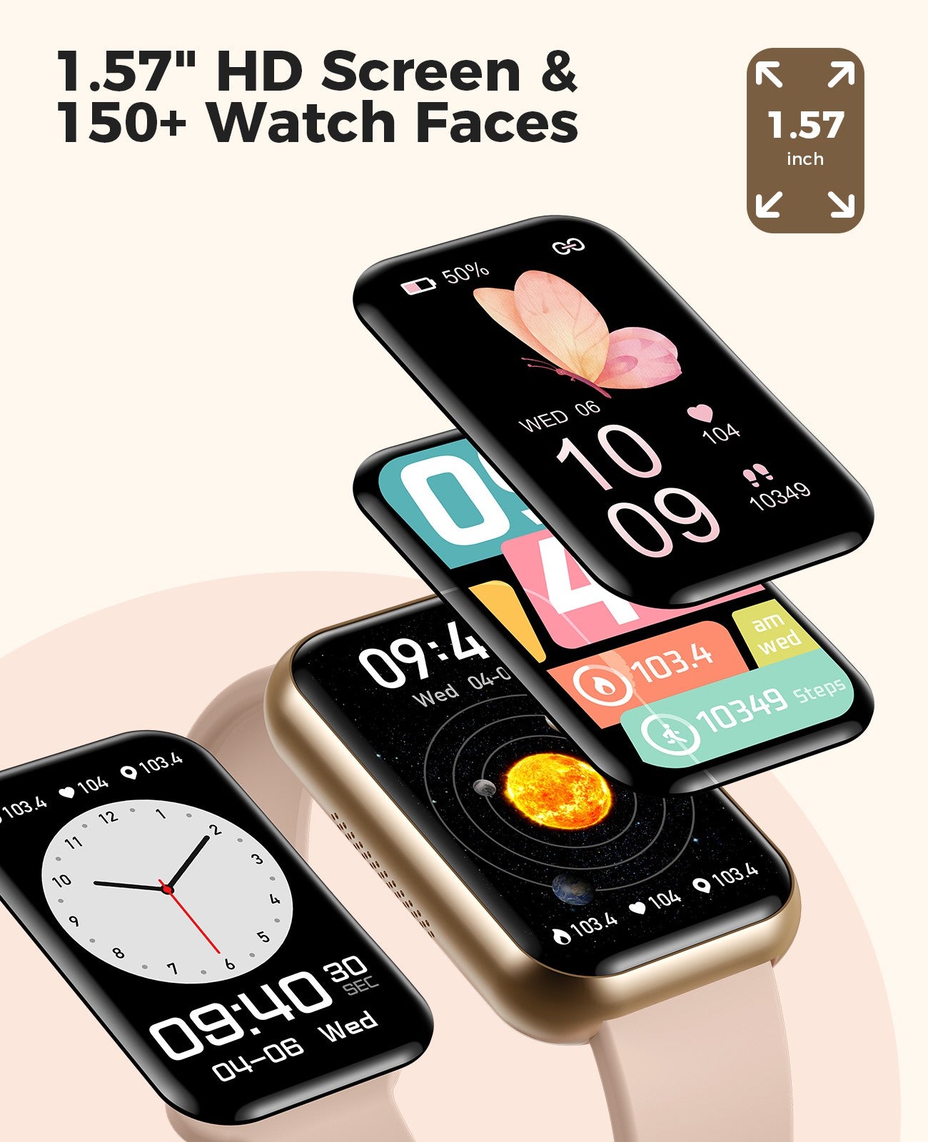 H38 Smart Watch Fitness Tracker (Answer/Make Calls), 24/7 Heart Rate Spo2 Blood Pressure Monitor Sleep Tracker, 114 Sports Modes Calorie Step Tracker Pedometer, Waterproof Activity Tracker for Women