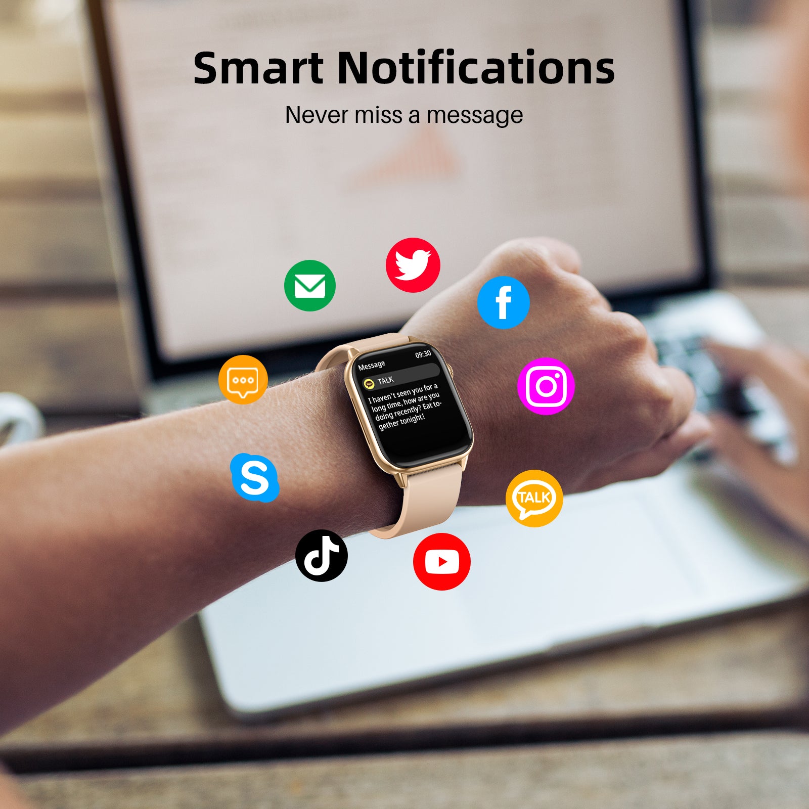 Smart Watch (Answer/Make Call), 1.68" Fitness Tracker Smartwatch for Android iOS with Blood Pressure Blood Oxygen Heart Rate