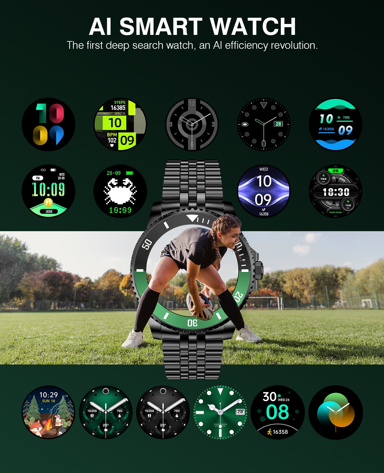 H66 2025 DA GPT Smart Watch for Men, Heart Rate, Blood Pressure, Blood Oxygen, Sleep Monitor, 107 Sports Modes, 1.19-inch AMOLED Display, Waterproof Round Watch, Compatible Android and iOS