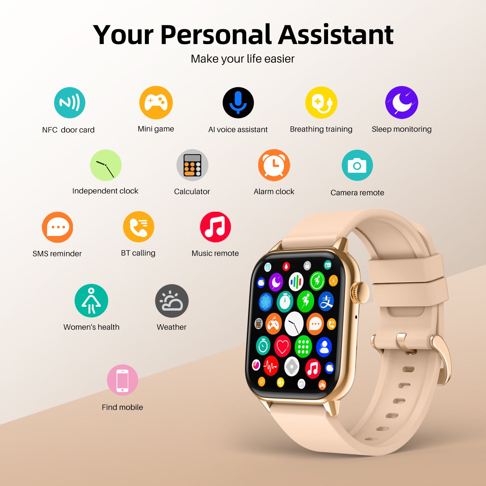 Smart Watch (Answer/Make Call), 1.68" Fitness Tracker Smartwatch for Android iOS with Blood Pressure Blood Oxygen Heart Rate