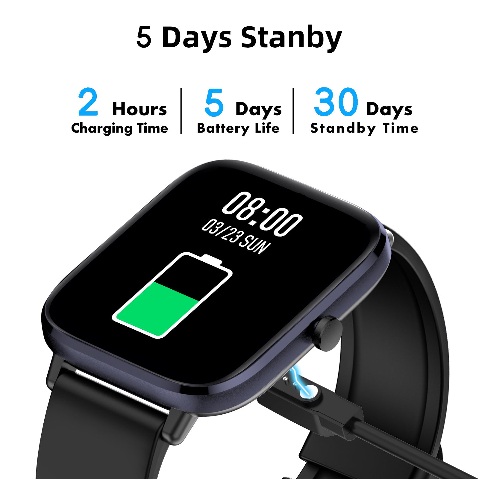 T45 1.7" HD Smart Watch for Men with Blood Pressure, Blood Oxygen, Sleep Monitor, True Heart Rate Monitor