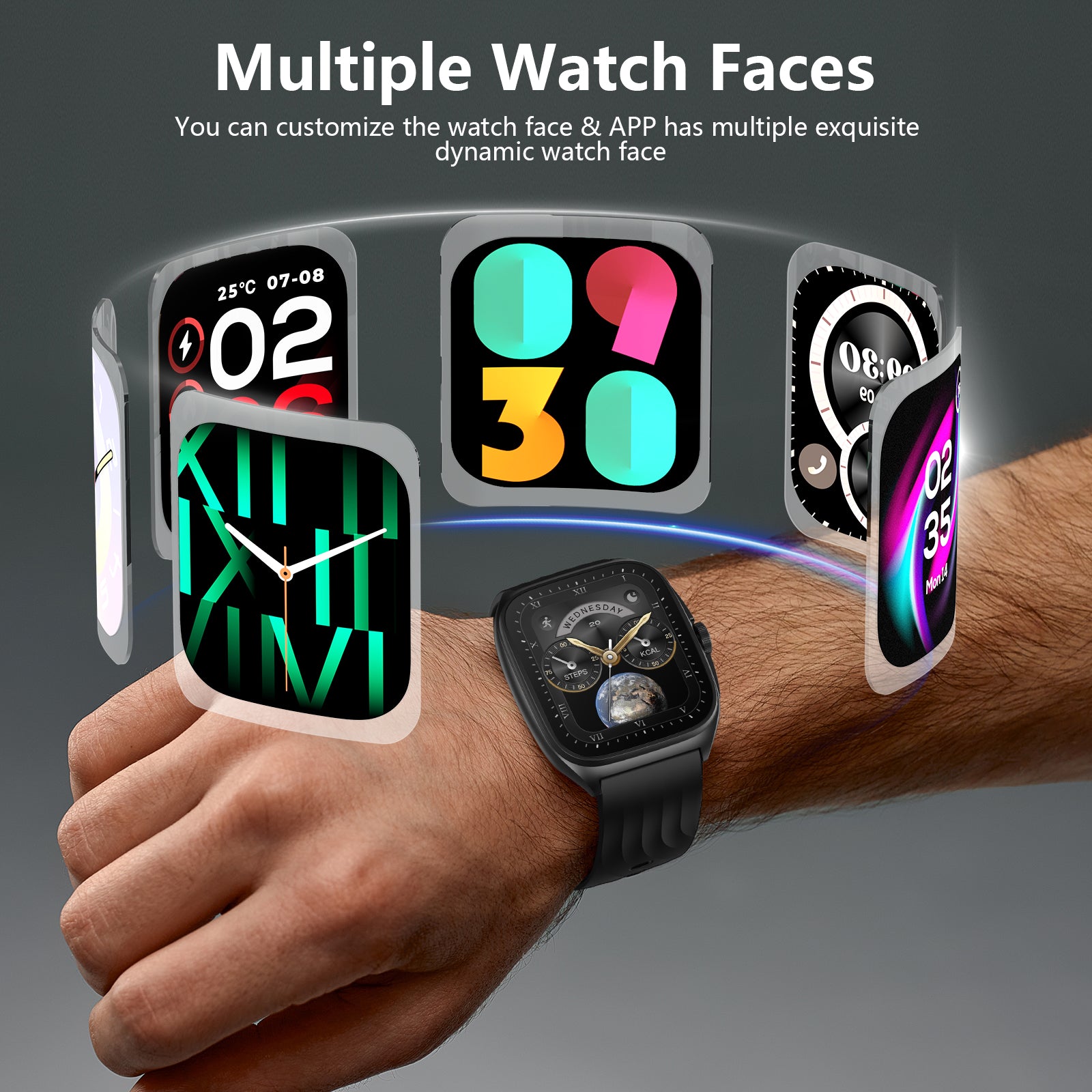 GTX19 Smart Watch with SOS, 1.85" AMOLED Display Fitness Tracker, Heart Rate Blood Oxygen Sleep Monitor for Men Women, IP68 Waterproof Sport Watch, Answer/Make Calls, Compatible with Android iPhone