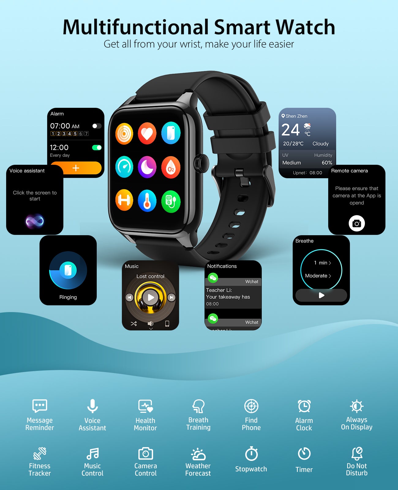 1.78" AMOLED 368*448 HD Waterproof Screen Smart Watch, 69 Sports Modes Fitness Tracker with Heart Rate, Blood Pressure