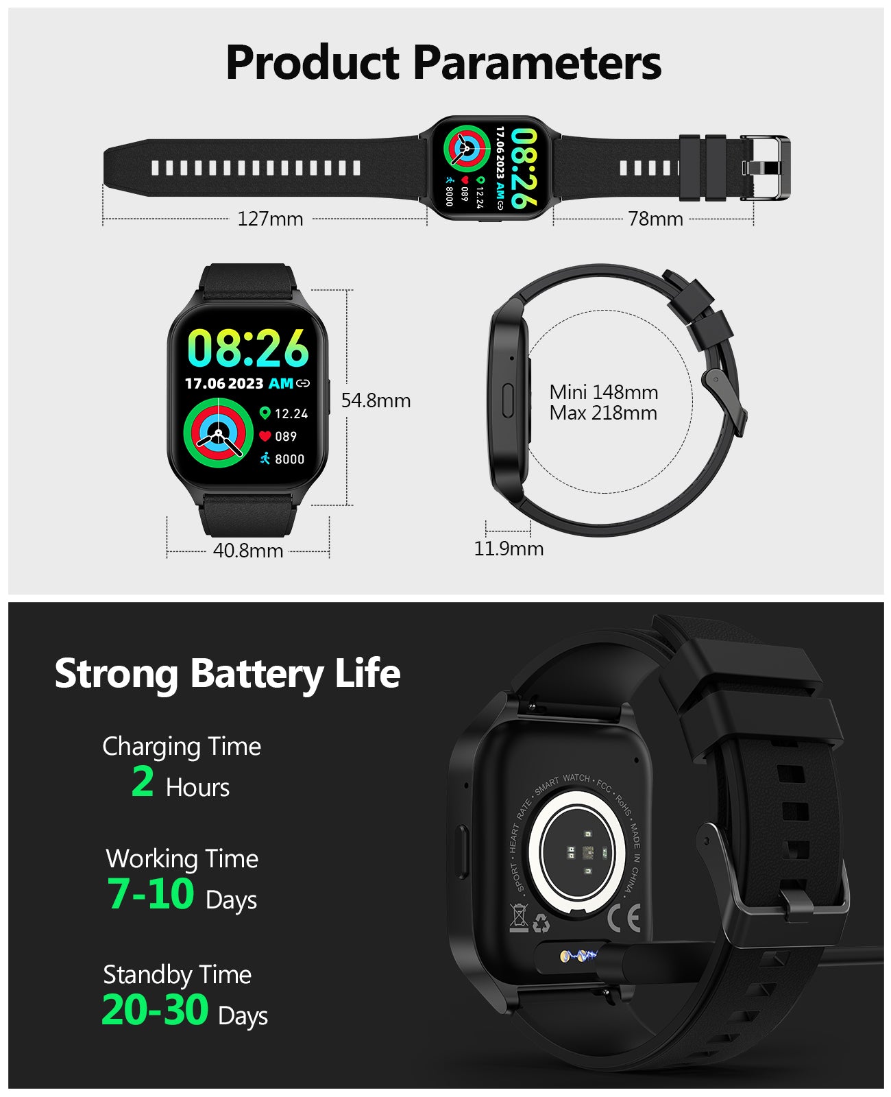P109 2.06" Curved AMOLED Screen Smartwatch for Men Women, 100+ Sport Modes Fitness Tracker, Heart Rate Sleep SpO2 Monitor