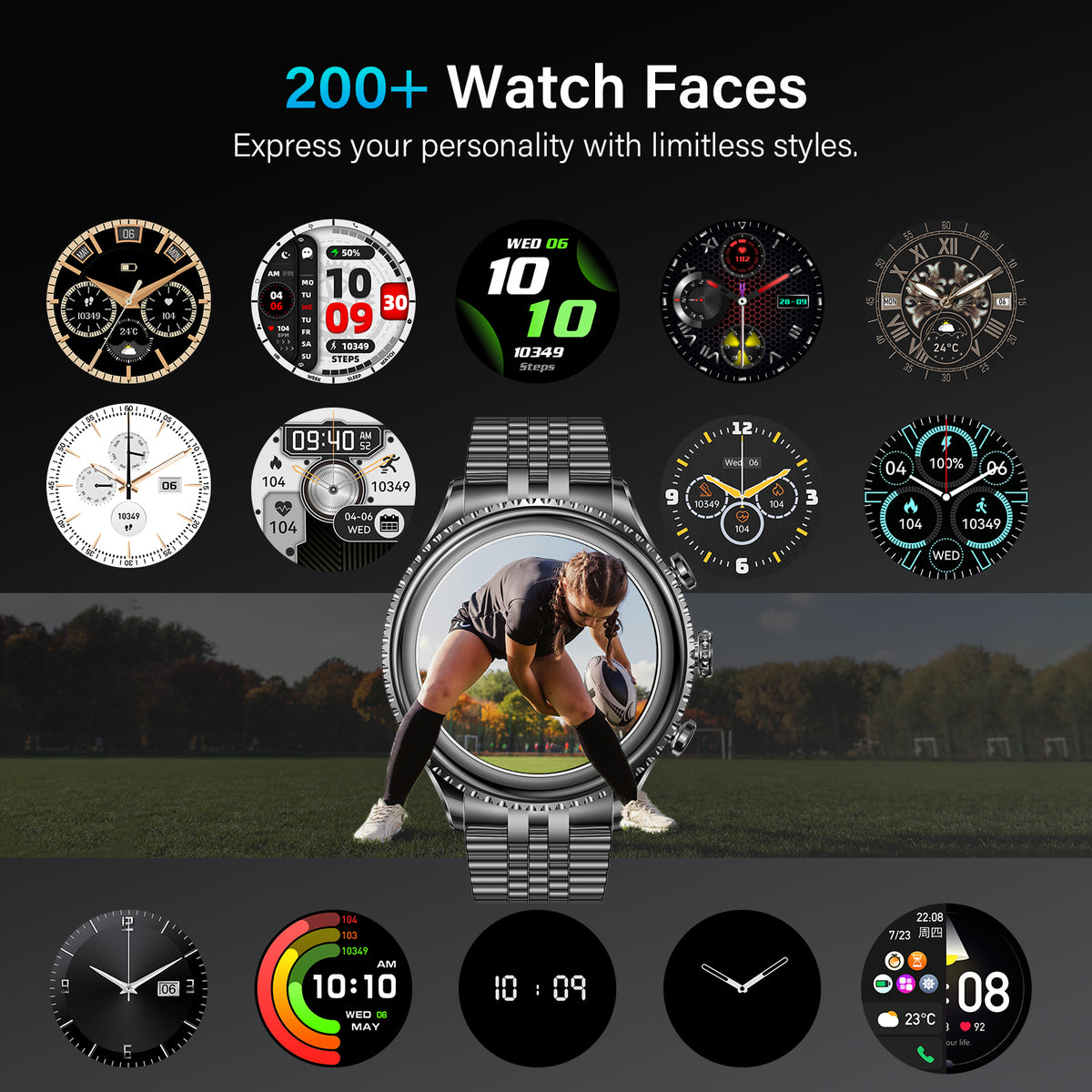 2026 Luxury Smart Watch for Men, Rotating Dial (Axe-Cut Bezel) Smartwatch, 1.32" AMOLED Display, Heart Rate, Blood Pressure, SpO2, Sleep Monitor, Stainless Steel Build, Compatible Android and iOS