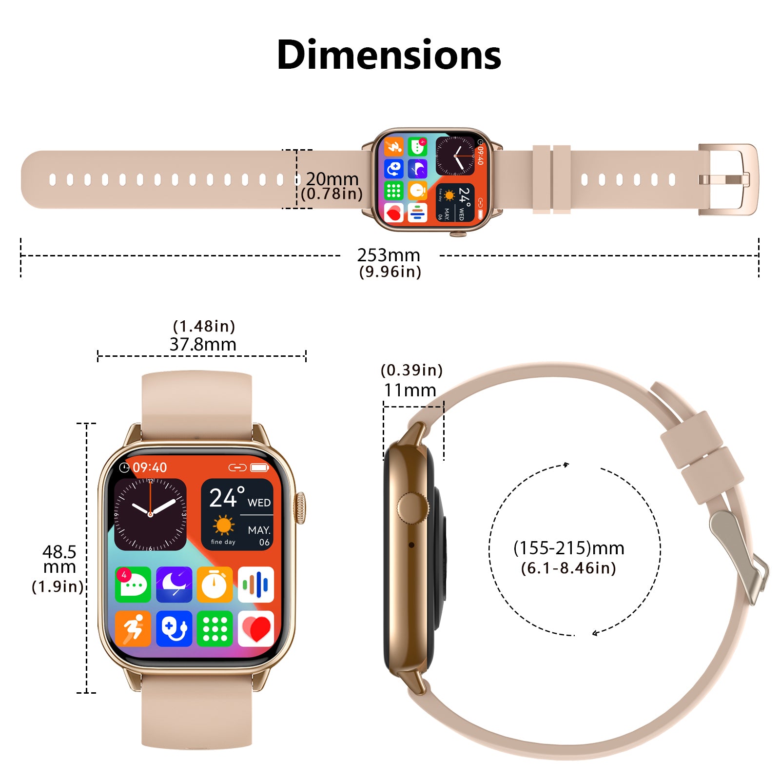 Smart Watch (Answer/Make Call), 1.68" Fitness Tracker Smartwatch for Android iOS with Blood Pressure Blood Oxygen Heart Rate