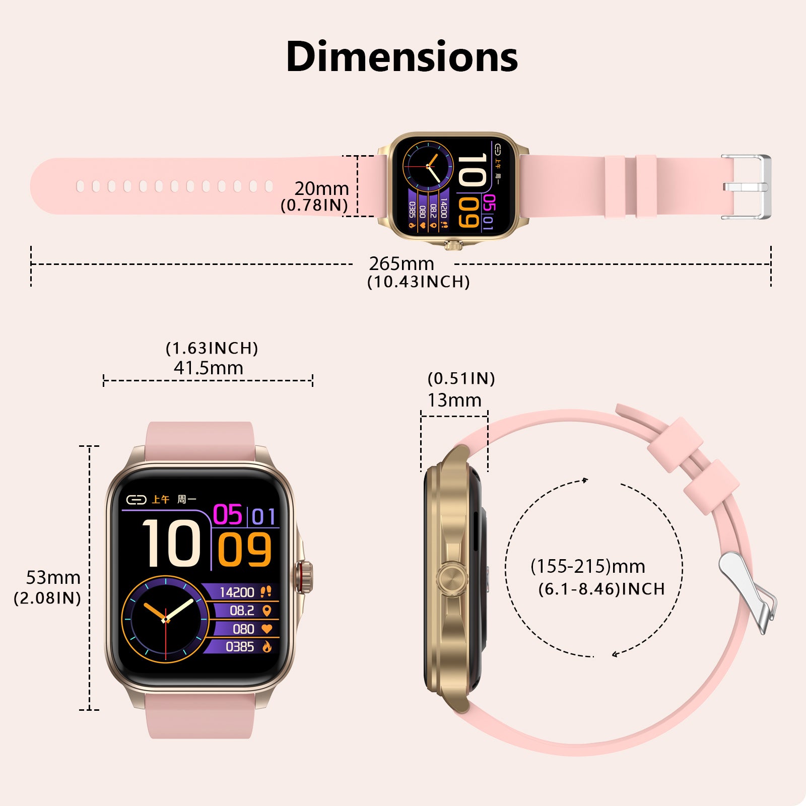 T90 1.91" HD Smartwatch for Men Women, IP67 Swimming Waterproof Fitness Tracker, Infrared True Blood Oxygen Monitor for Android iOS