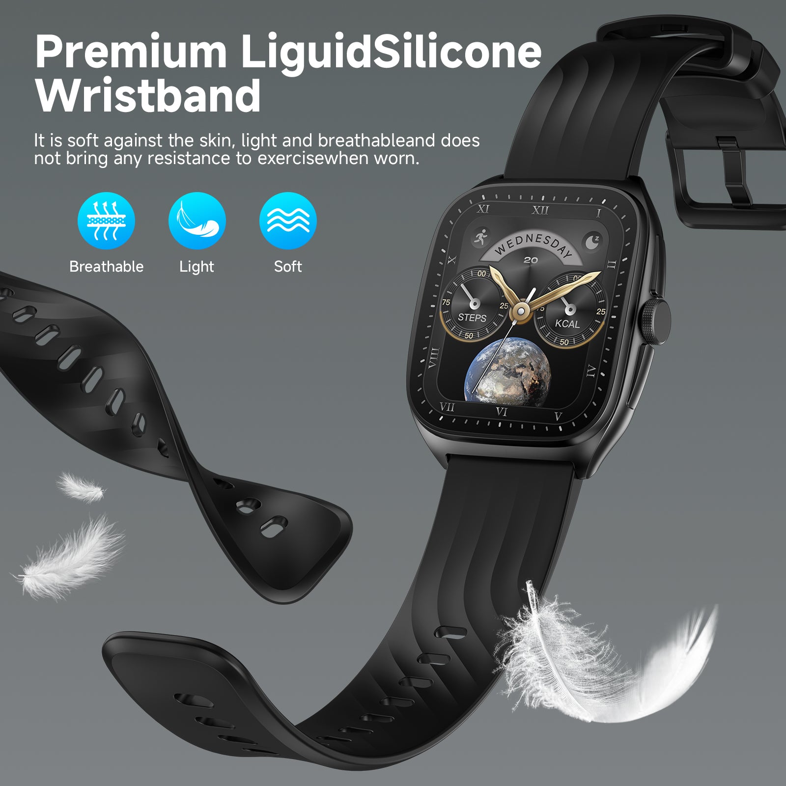GTX19 Smart Watch with SOS, 1.85" AMOLED Display Fitness Tracker, Heart Rate Blood Oxygen Sleep Monitor for Men Women, IP68 Waterproof Sport Watch, Answer/Make Calls, Compatible with Android iPhone