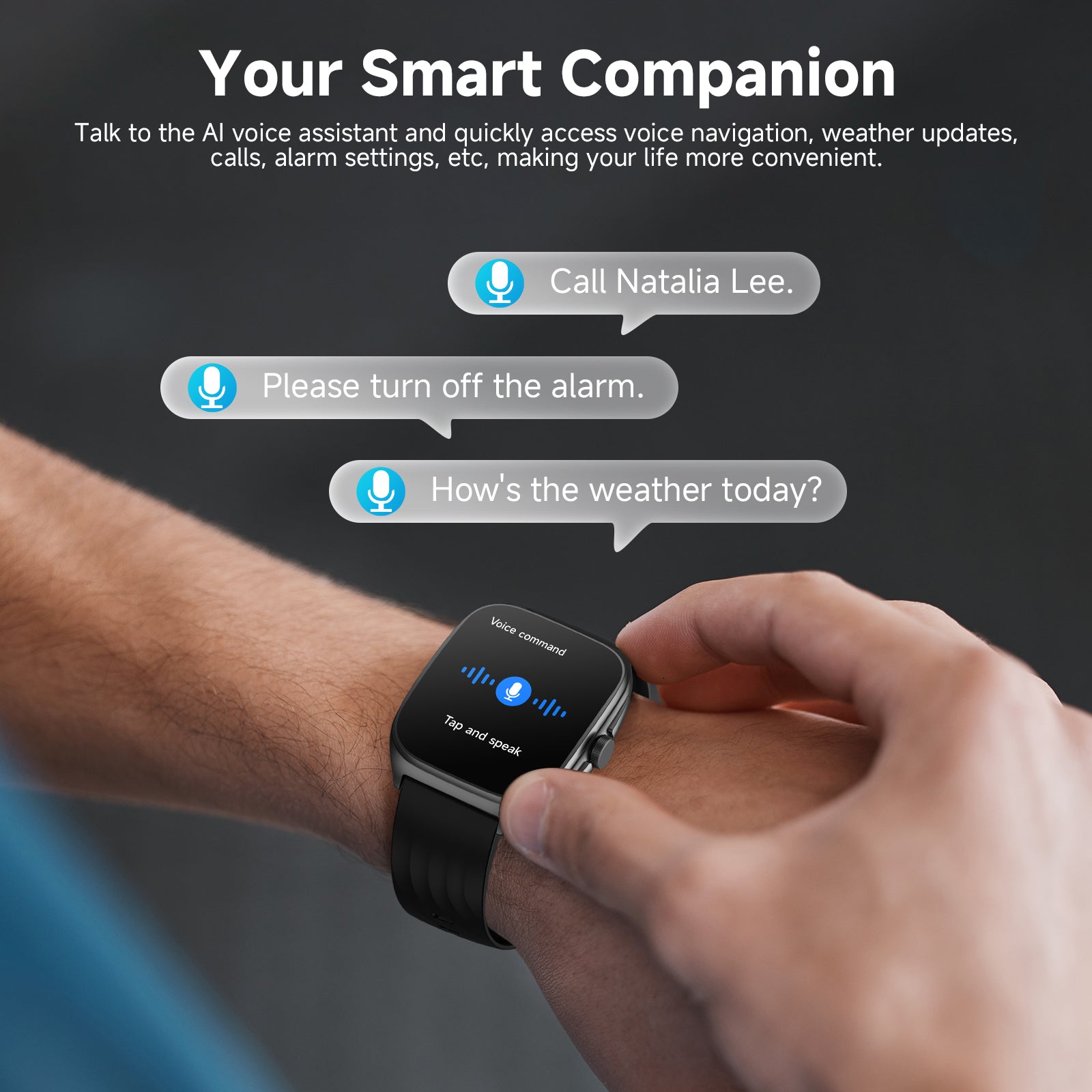 GTX19 Smart Watch with SOS, 1.85" AMOLED Display Fitness Tracker, Heart Rate Blood Oxygen Sleep Monitor for Men Women, IP68 Waterproof Sport Watch, Answer/Make Calls, Compatible with Android iPhone