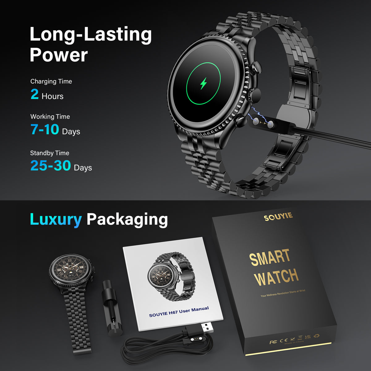 2026 Luxury Smart Watch for Men, Rotating Dial (Axe-Cut Bezel) Smartwatch, 1.32" AMOLED Display, Heart Rate, Blood Pressure, SpO2, Sleep Monitor, Stainless Steel Build, Compatible Android and iOS