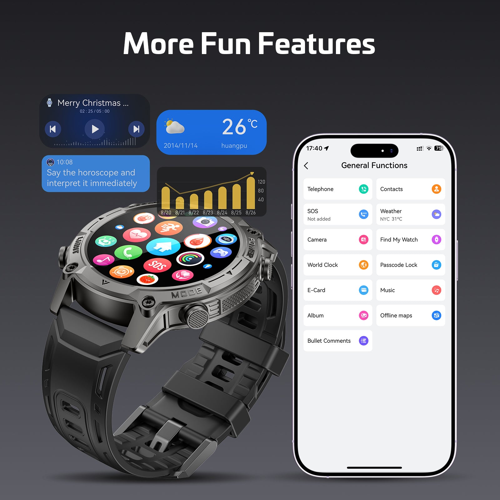 2026 AI Smart Watch with Standalone GPS & Offline Maps, 5ATM Waterproof, 1.43" AMOLED, 21-Day Battery, 178 Sports Modes, Compass, Heart Rate/SpO2/Stress/Sleep Monitor, for Android iOS Men Women Black