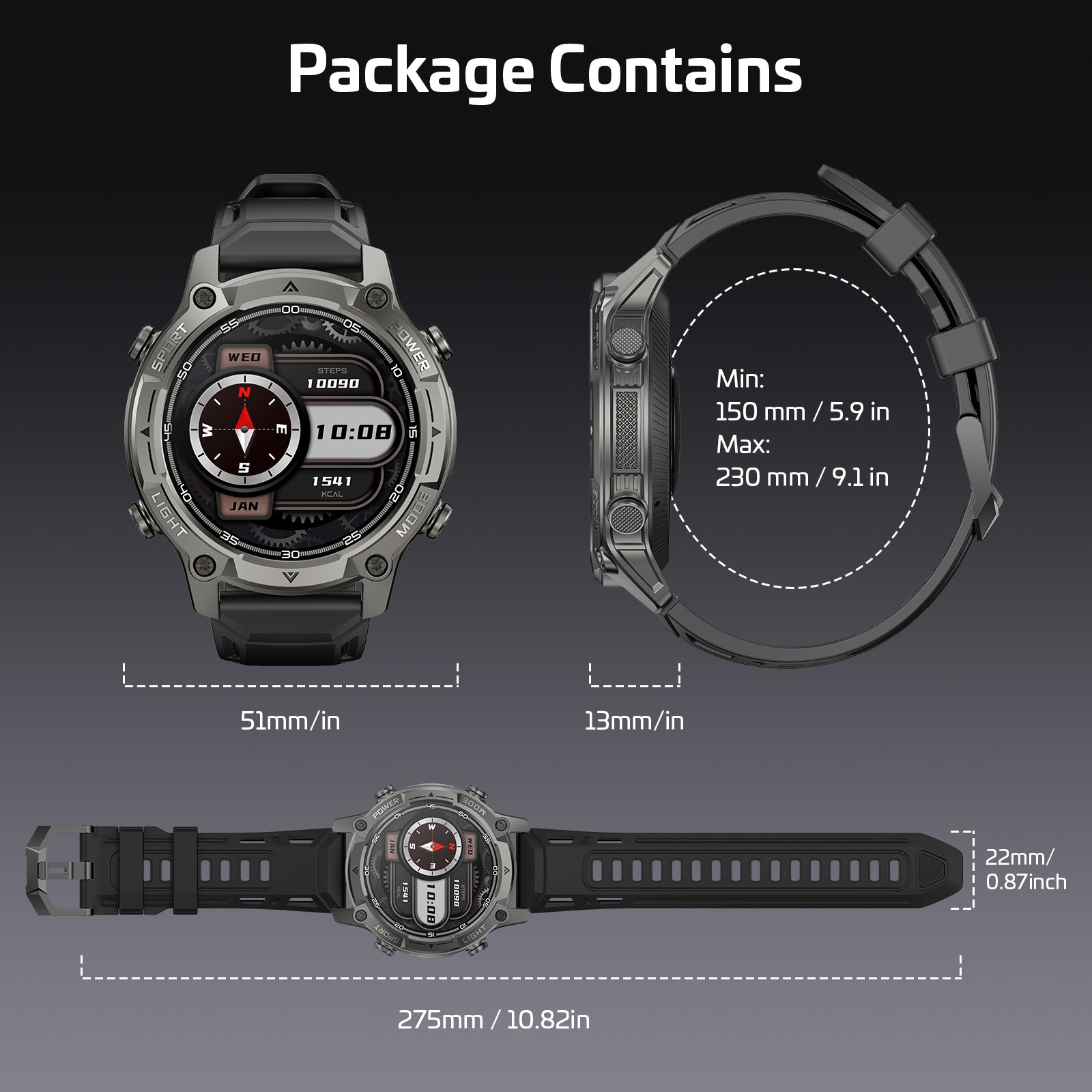 2026 AI Smart Watch with Standalone GPS & Offline Maps, 5ATM Waterproof, 1.43" AMOLED, 21-Day Battery, 178 Sports Modes, Compass, Heart Rate/SpO2/Stress/Sleep Monitor, for Android iOS Men Women Black