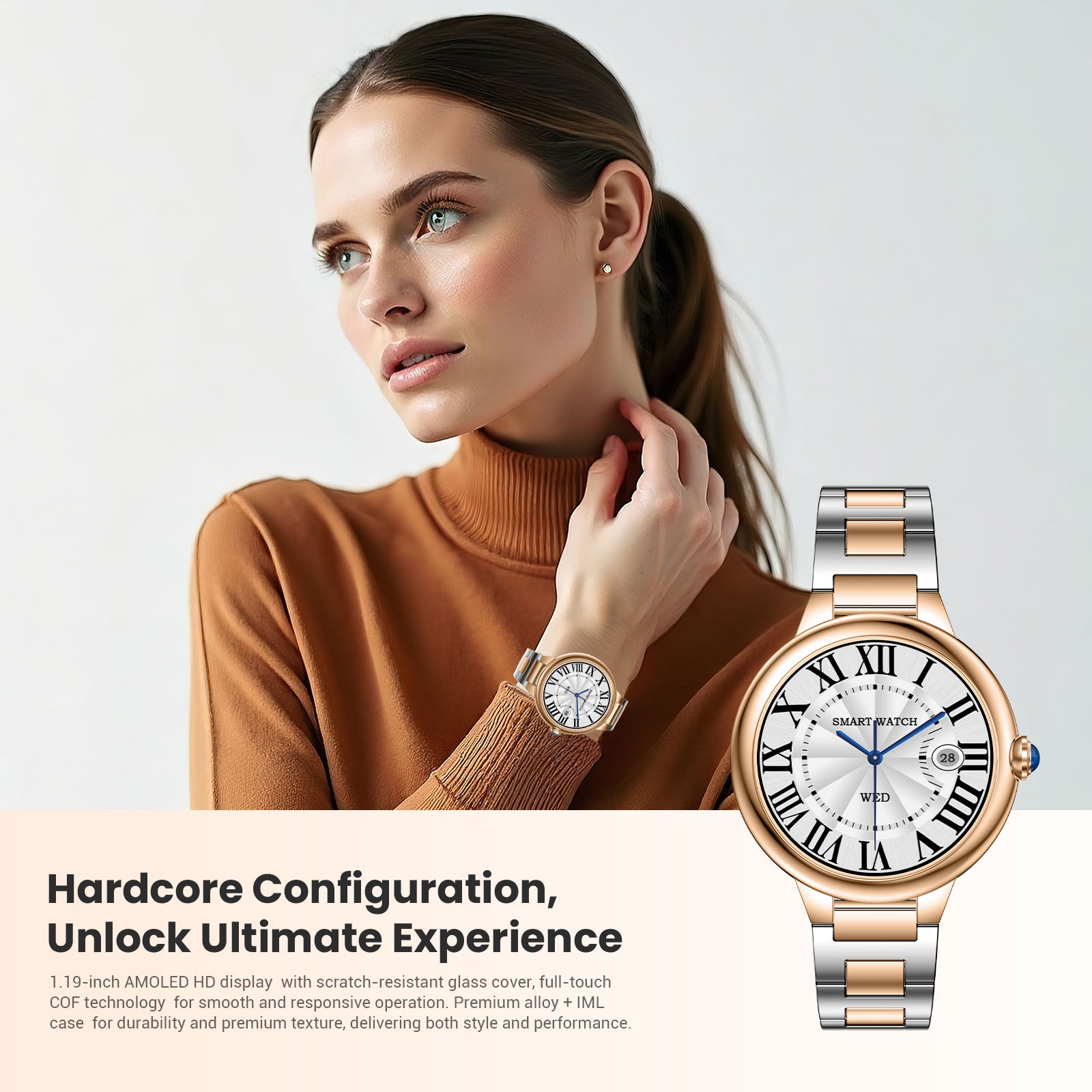 SOUYIE 2026 Luxury Smart Watch for Women, 1.19" AMOLED Display, DA GPT Smartwatch, Heart Rate, Sleep Monitor, 107 Sports Modes Fitness Tracker, Compatible with iOS & Android