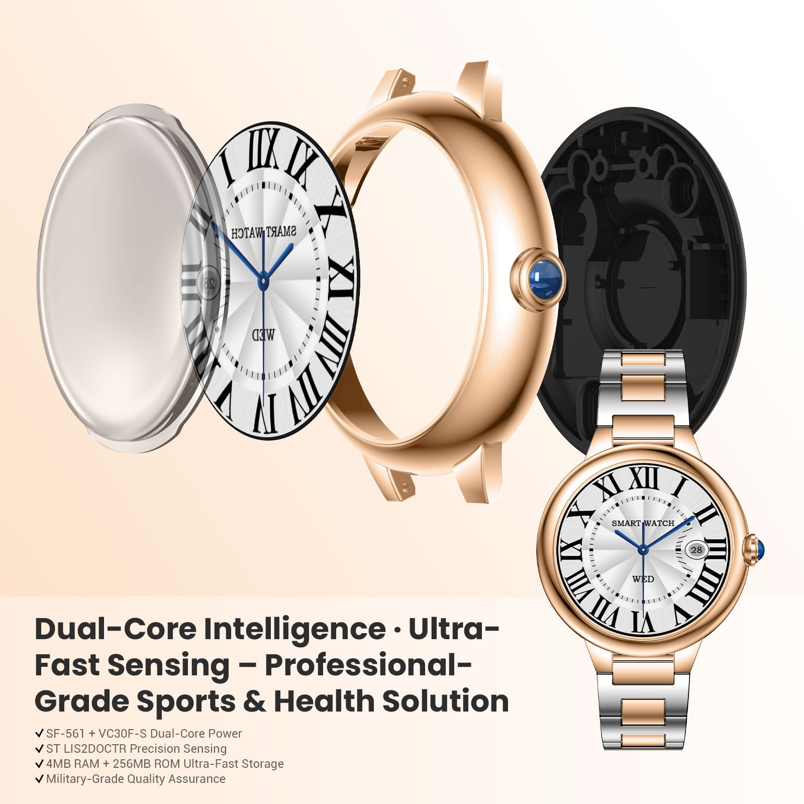 SOUYIE 2026 Luxury Smart Watch for Women, 1.19" AMOLED Display, DA GPT Smartwatch, Heart Rate, Sleep Monitor, 107 Sports Modes Fitness Tracker, Compatible with iOS & Android