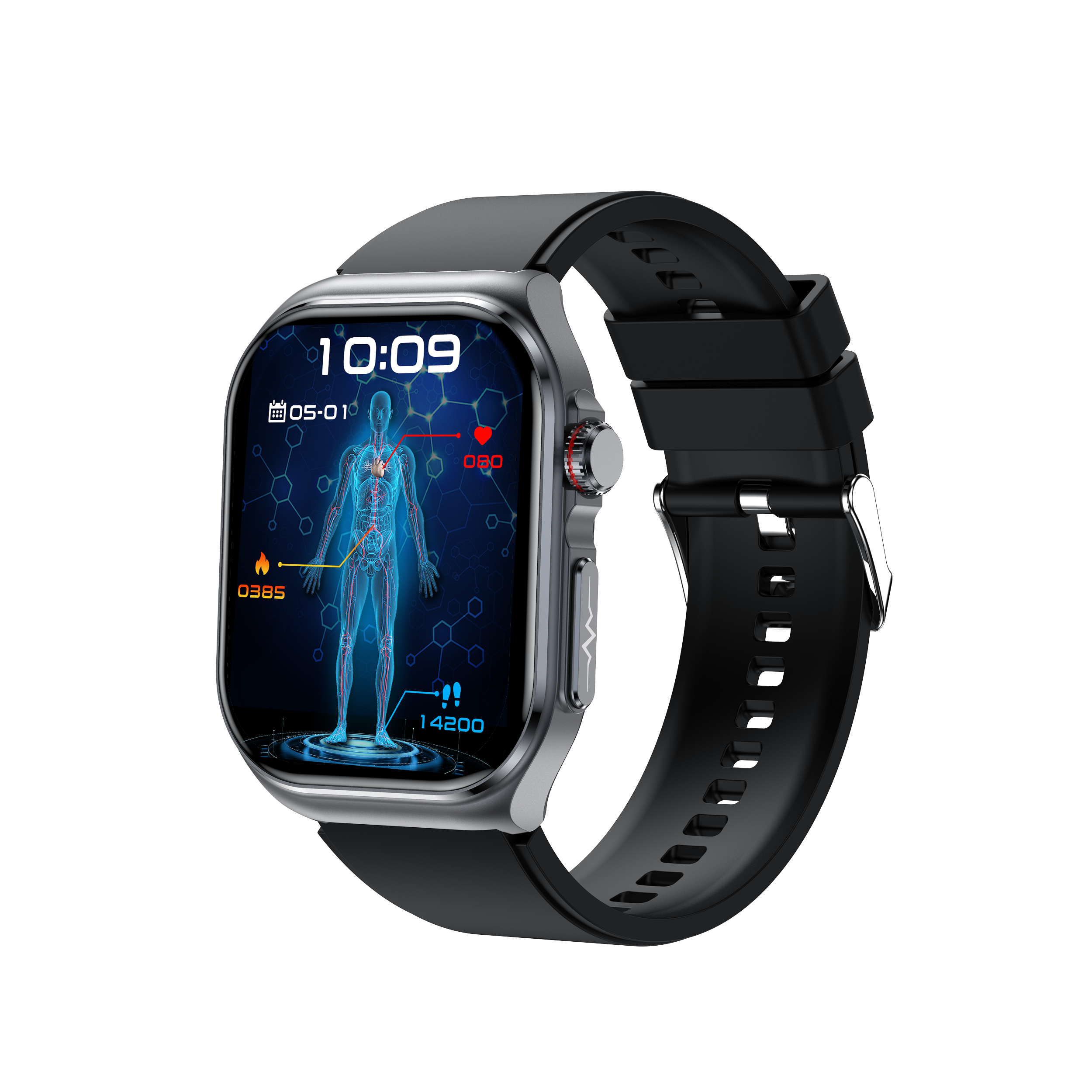 ET585 2.04 inch AMOLED Sports Smart Watch with Blood Sugar Monitoring,Ecg, Sos Emergency Call blood oxygen monitoring Smartwatch