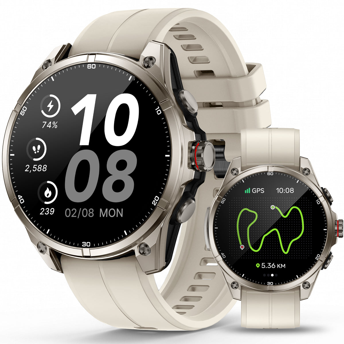 SOUYIE GPS Smart Watch for Men, 1.43" AMOLED Display Rugged Fitness Tracker