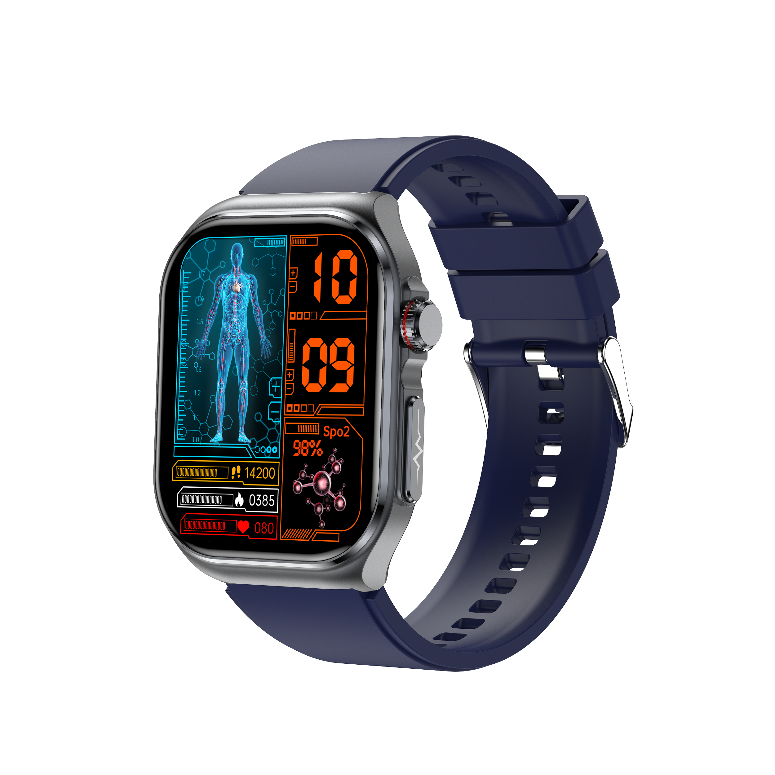 ET585 2.04 inch AMOLED Sports Smart Watch with Blood Sugar Monitoring,Ecg, Sos Emergency Call blood oxygen monitoring Smartwatch