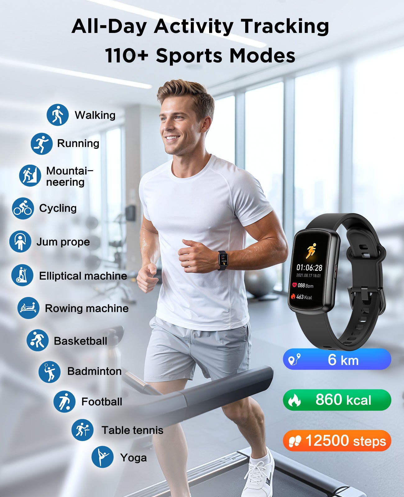 H95 SOUYIE 2026 Smart Watch Fitness Trackers for Women, 1.47″ HD Curved Screen, 24/7 Health Monitor, Sleep Tracker, 110+ Sports Modes Pedometer Step Tracker, Waterproof Activity Tracker for Android iOS